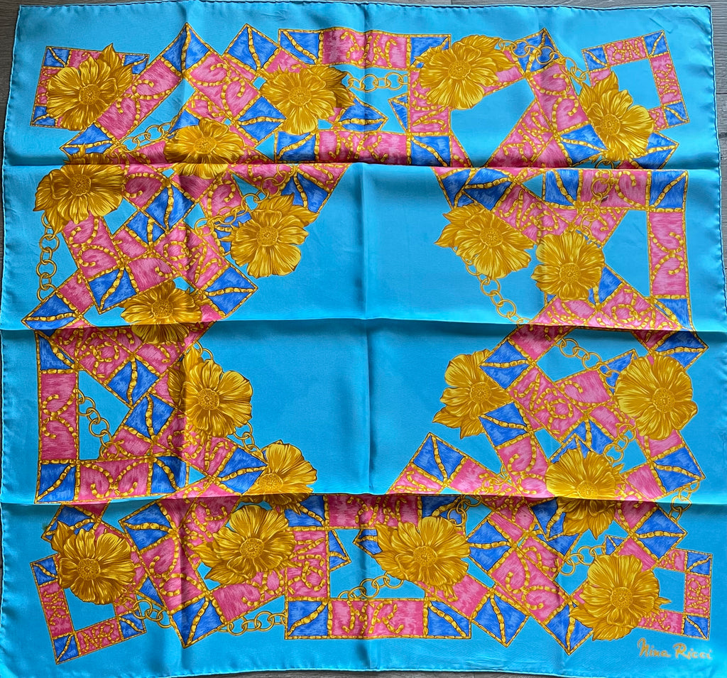 NINA RICCI carré foulard scarf seide soie silk