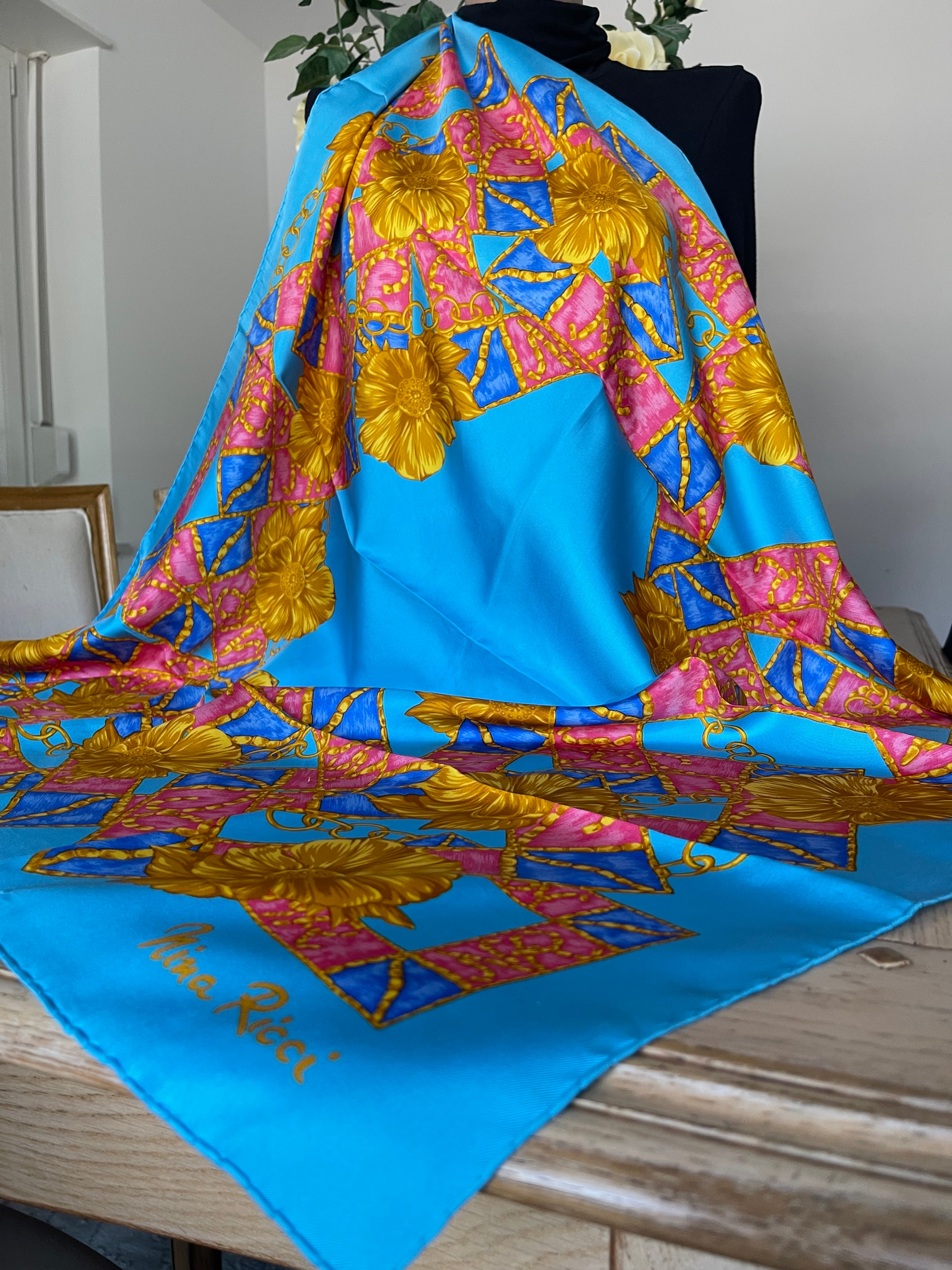 NINA RICCI carré foulard scarf seide soie silk