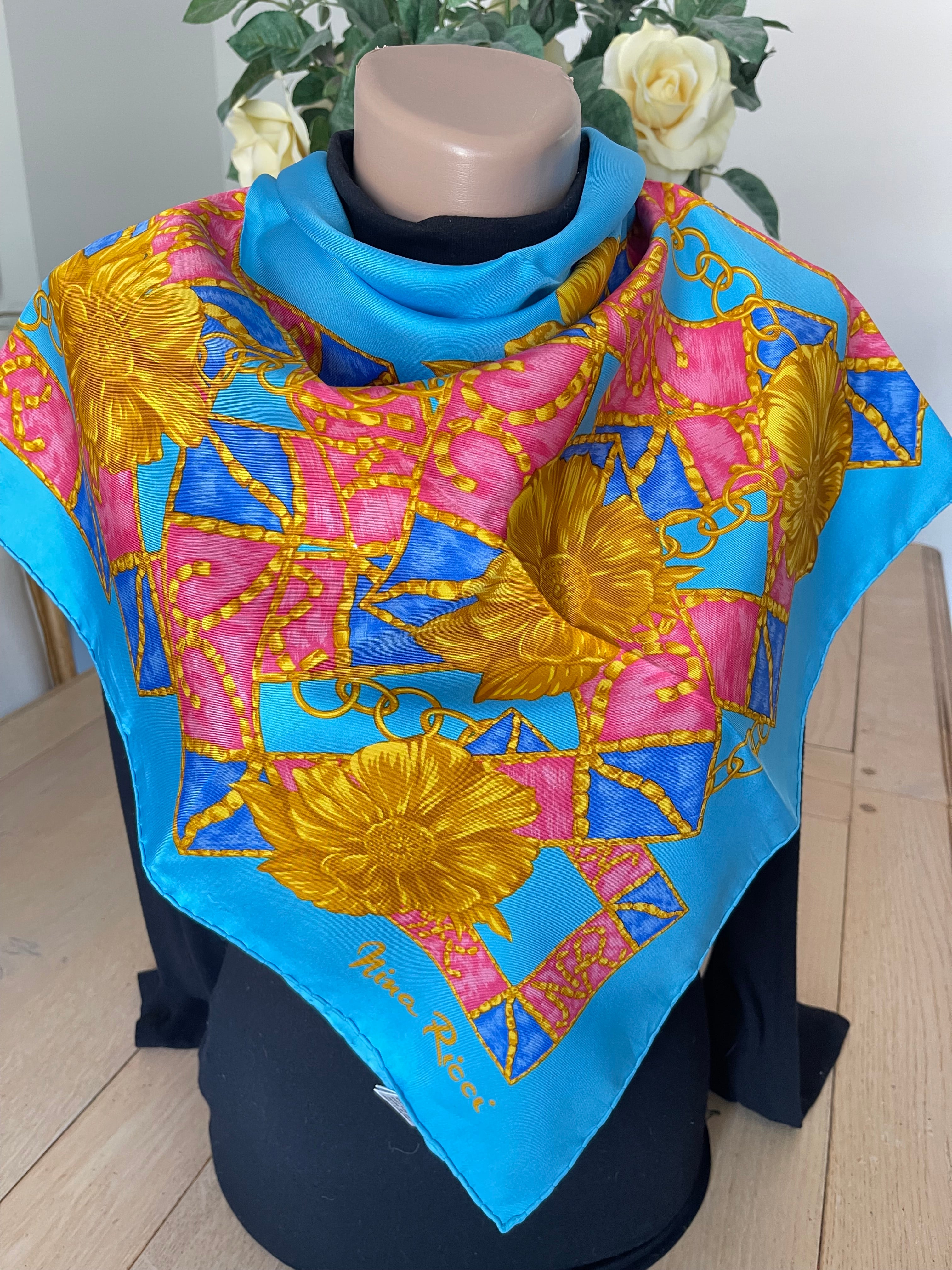 NINA RICCI carré foulard scarf seide soie silk