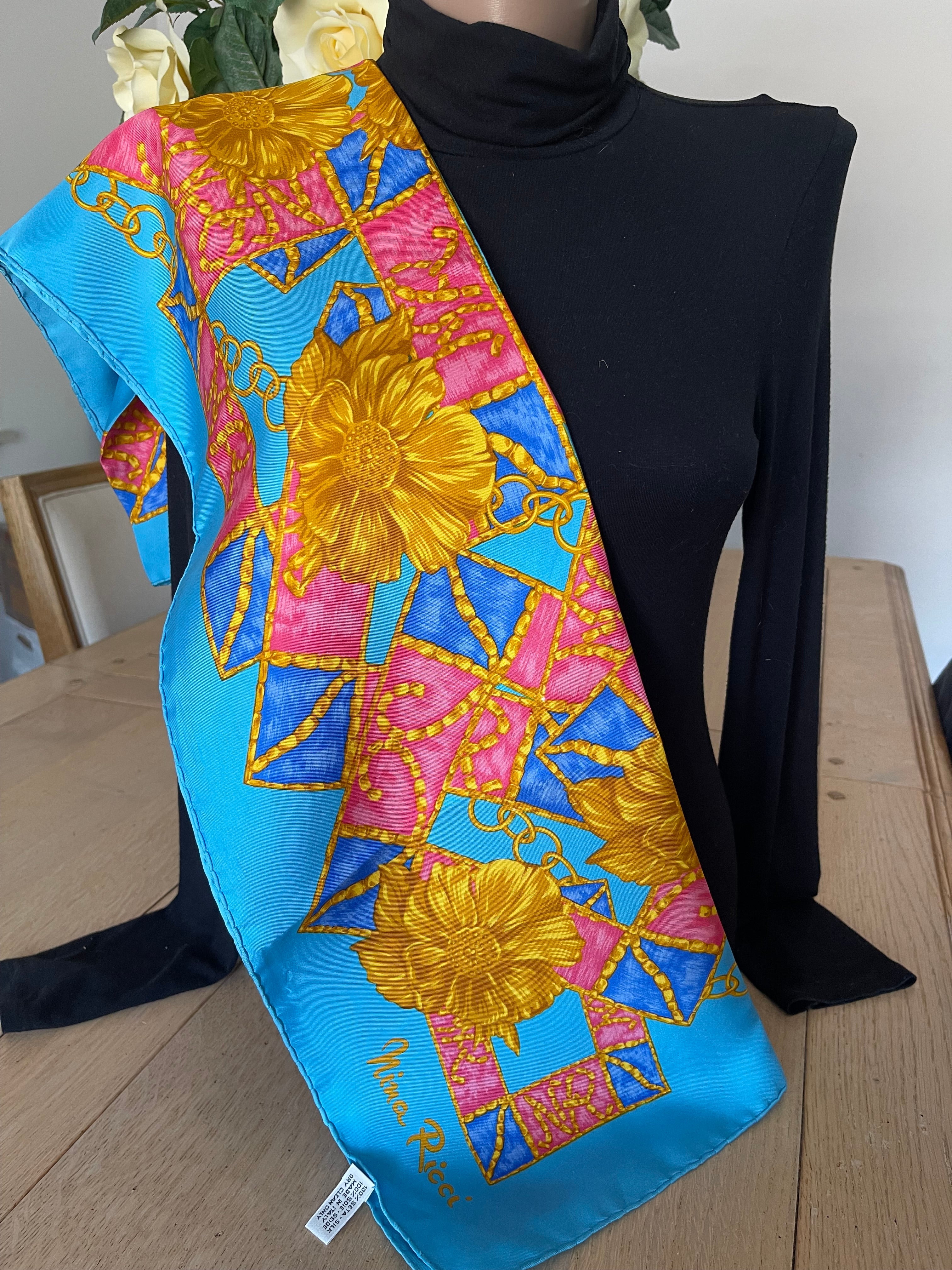 NINA RICCI carré foulard scarf seide soie silk