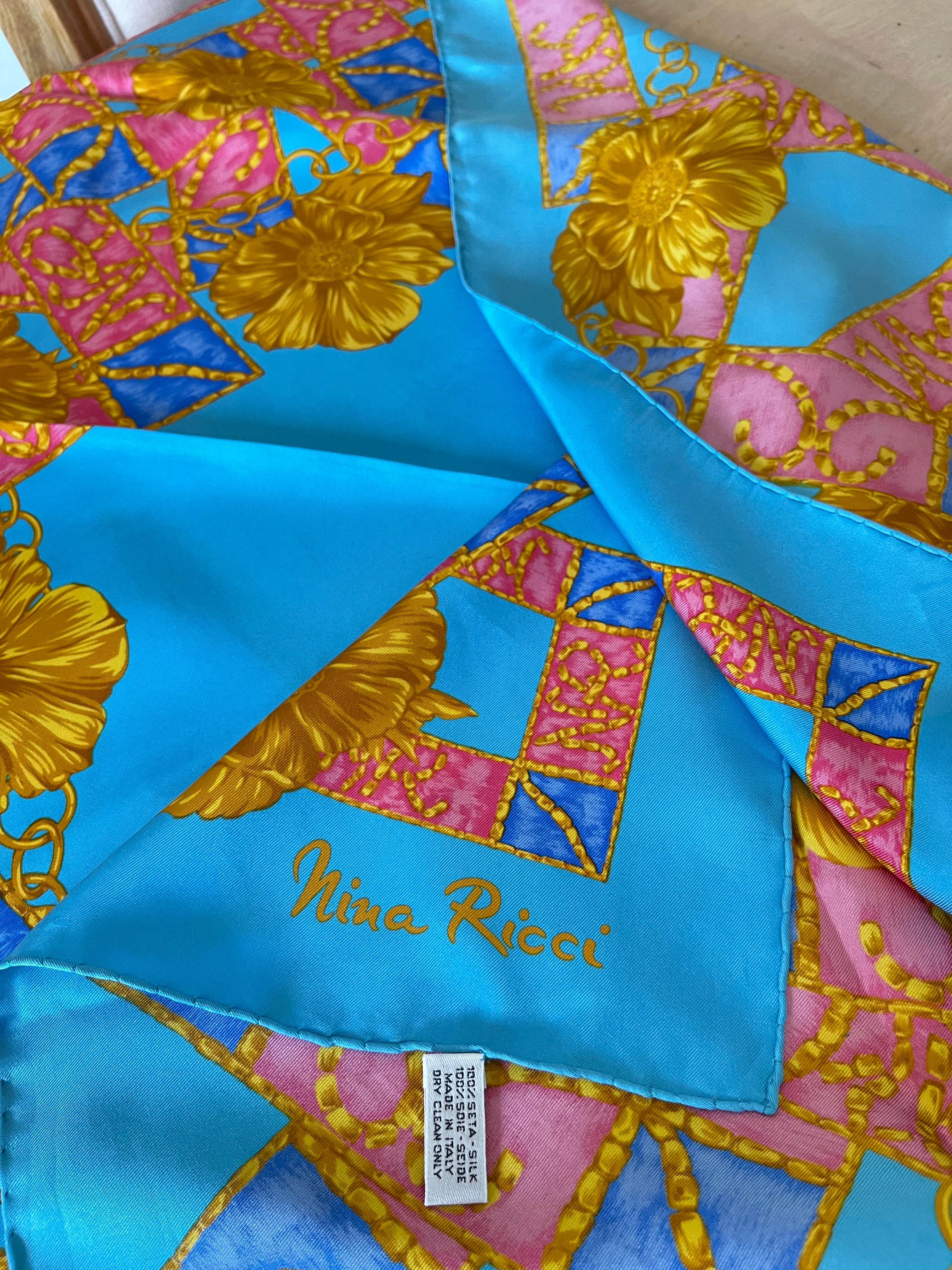 NINA RICCI carré foulard scarf seide soie silk