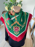Silk scarf green carré foulard schal sjaal seide soie silk