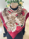 Silk scarf red carré foulard schal sjaal seide soie silk