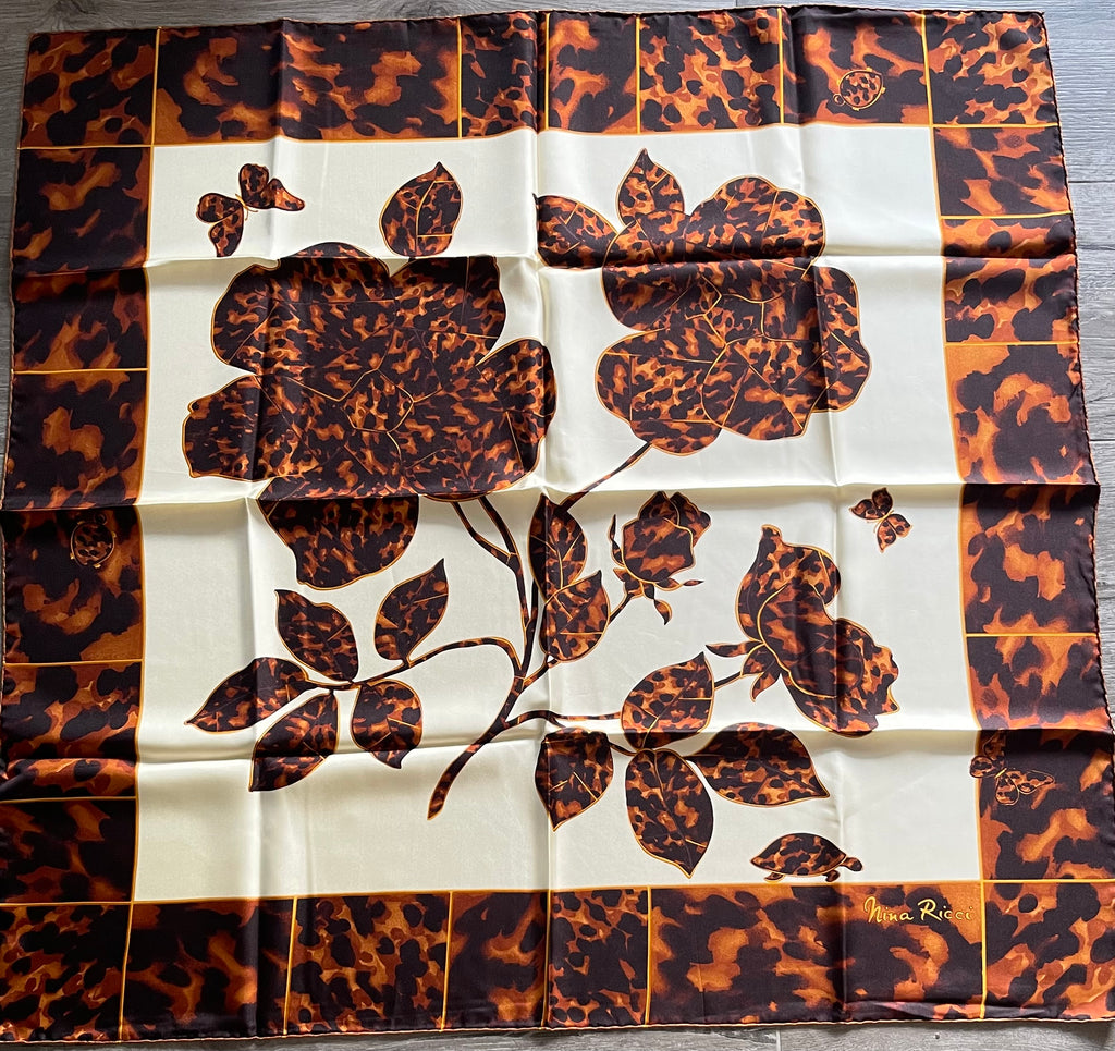NINA RICCI carré foulard schal scarf sjaal seide silk soie