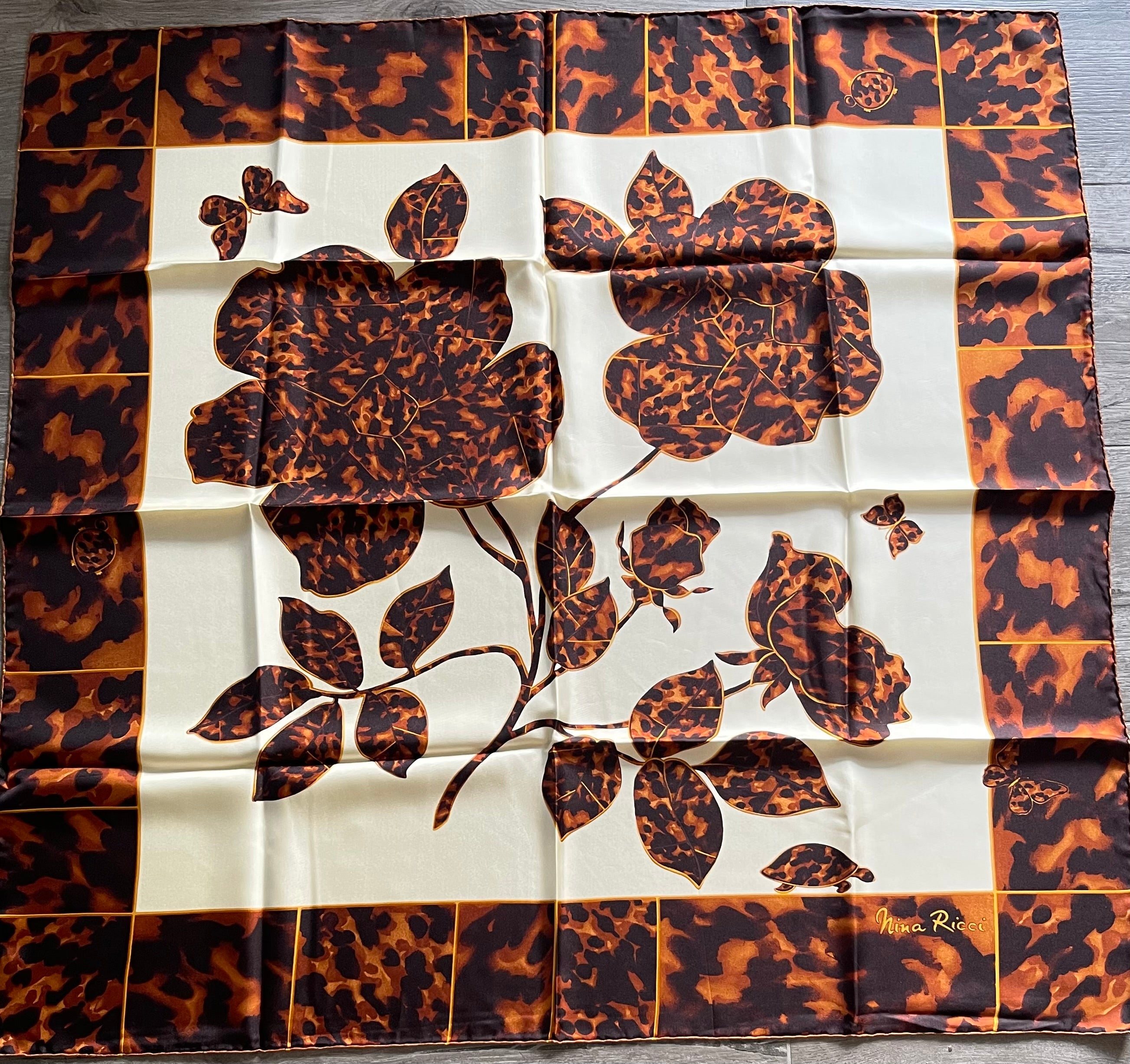 NINA RICCI carré foulard schal scarf sjaal seide silk soie