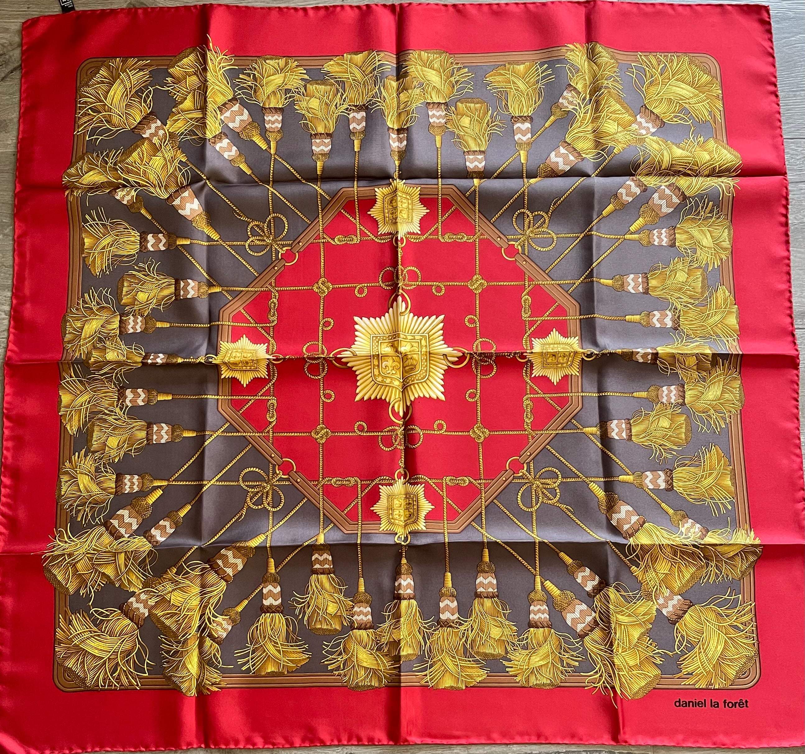 DANIEL LA FORET carré foulard scarf schal sjaal seide silk soie
