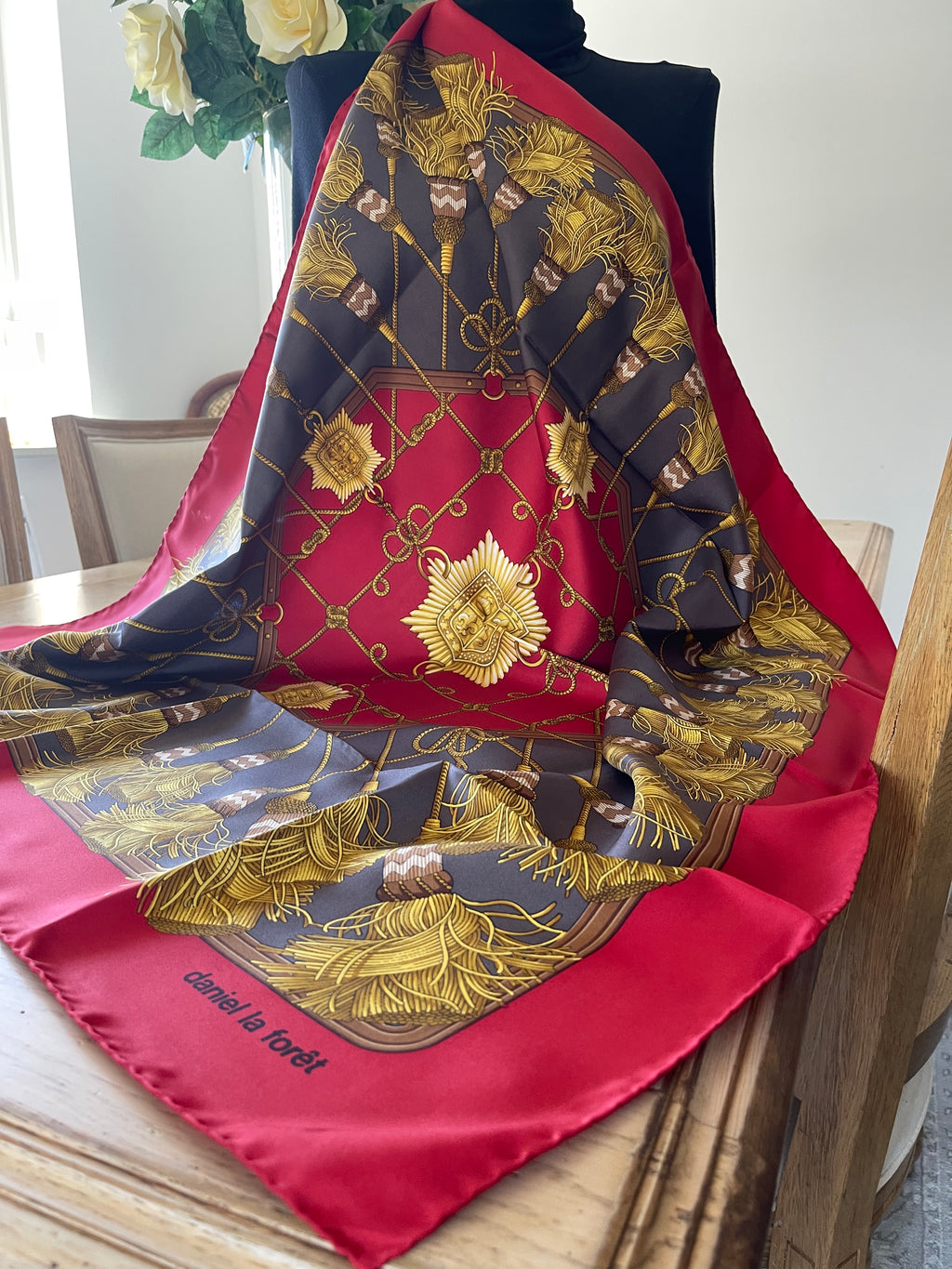 DANIEL LA FORET carré foulard scarf schal sjaal seide silk soie