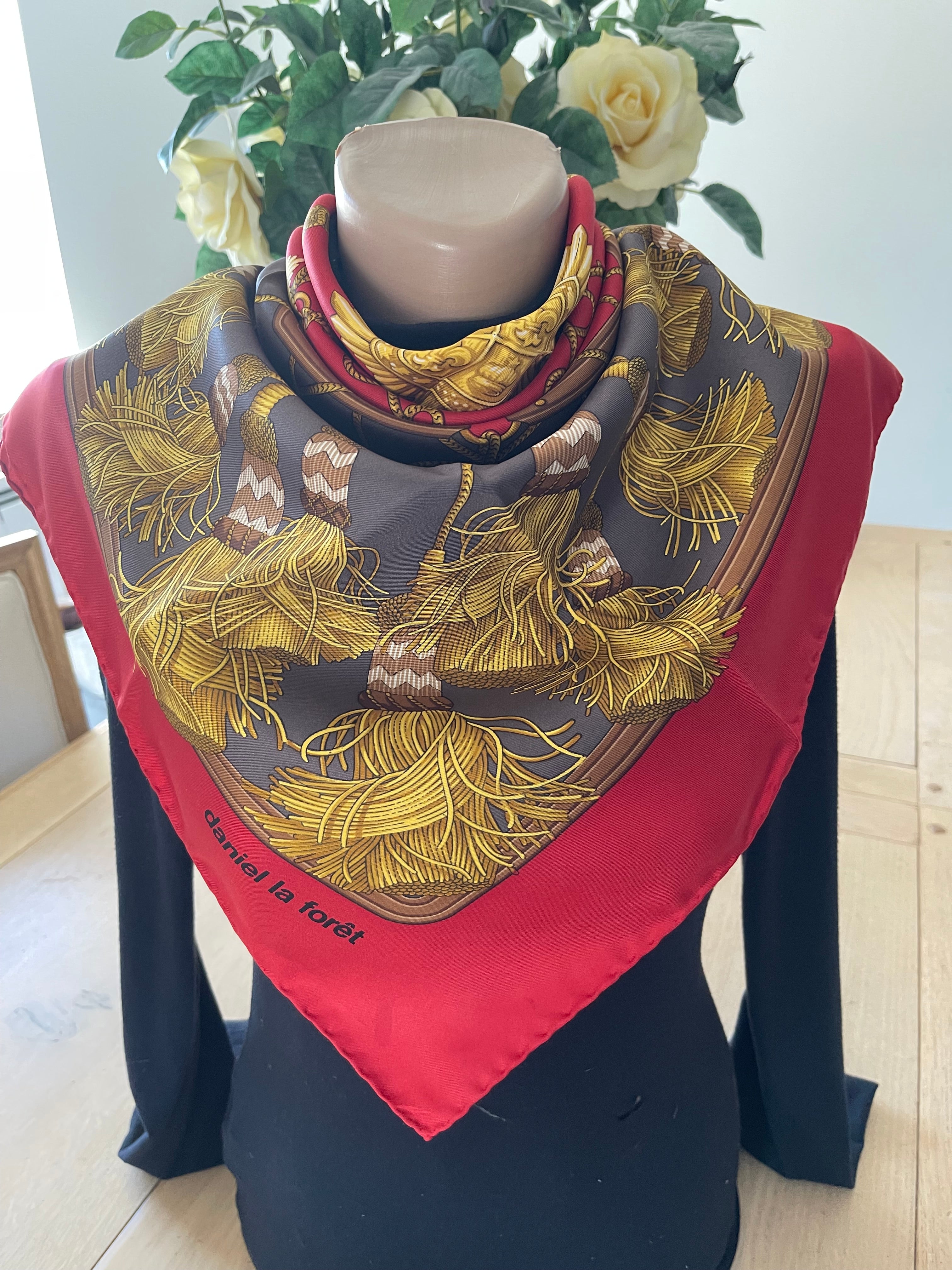 DANIEL LA FORET carré foulard scarf schal sjaal seide silk soie