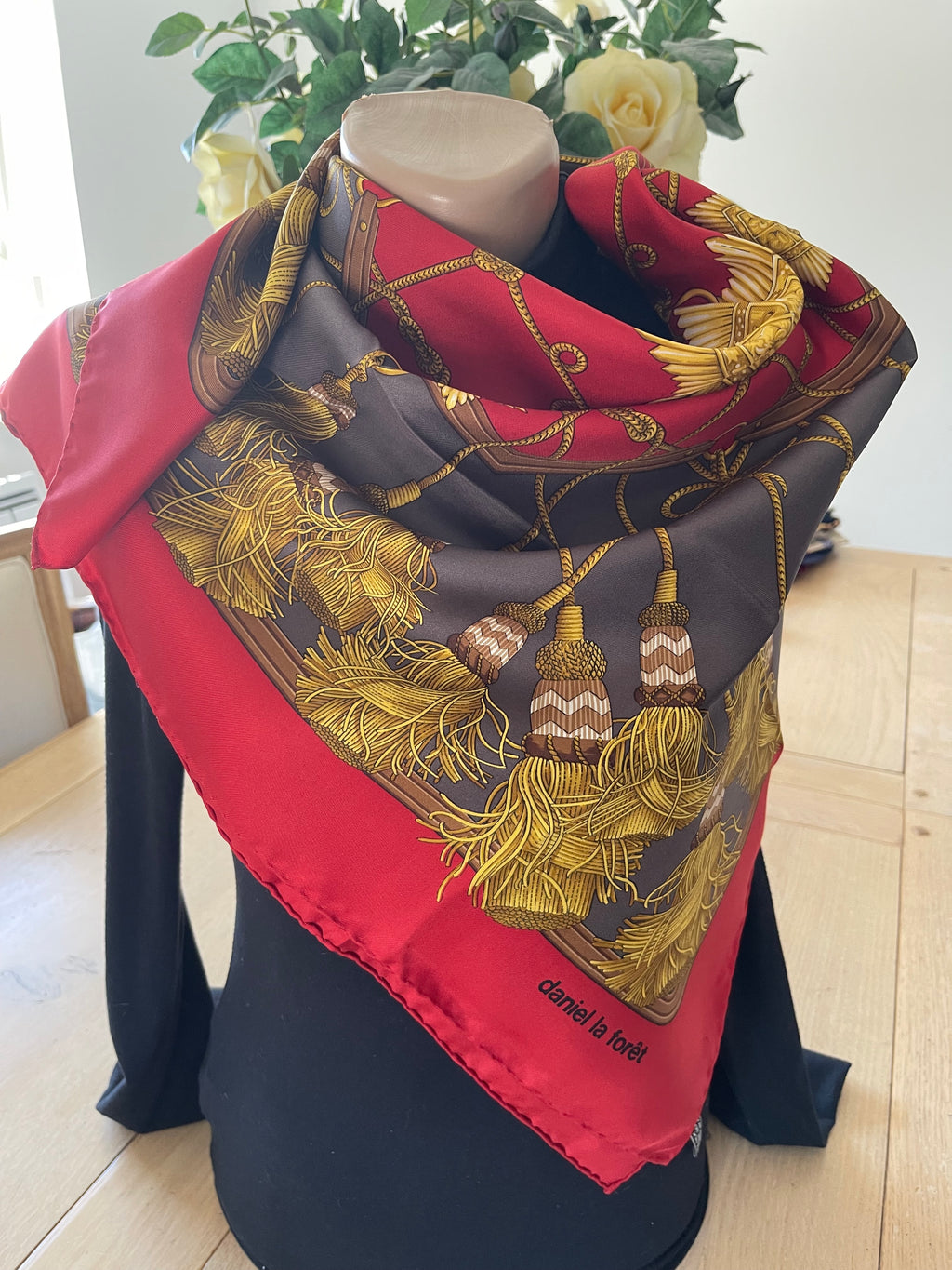 DANIEL LA FORET carré foulard scarf schal sjaal seide silk soie