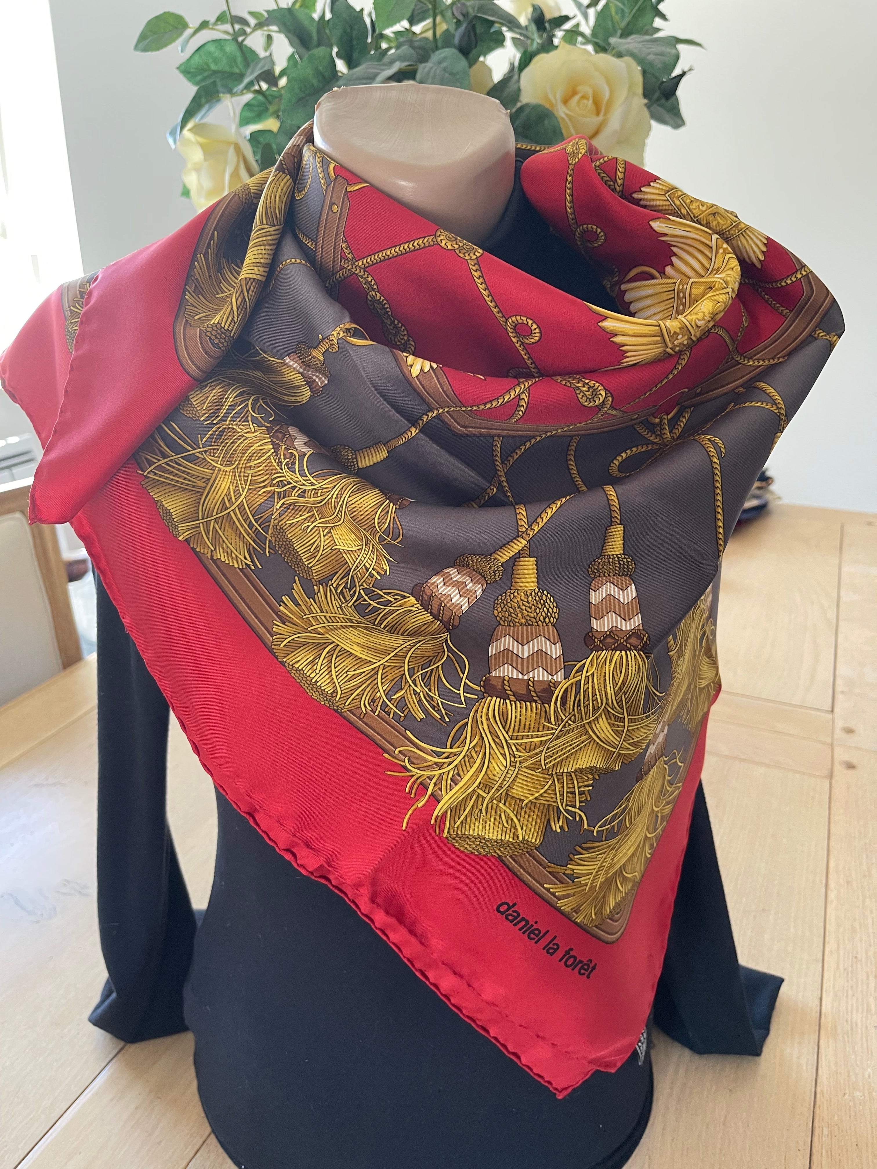 DANIEL LA FORET carré foulard scarf schal sjaal seide silk soie