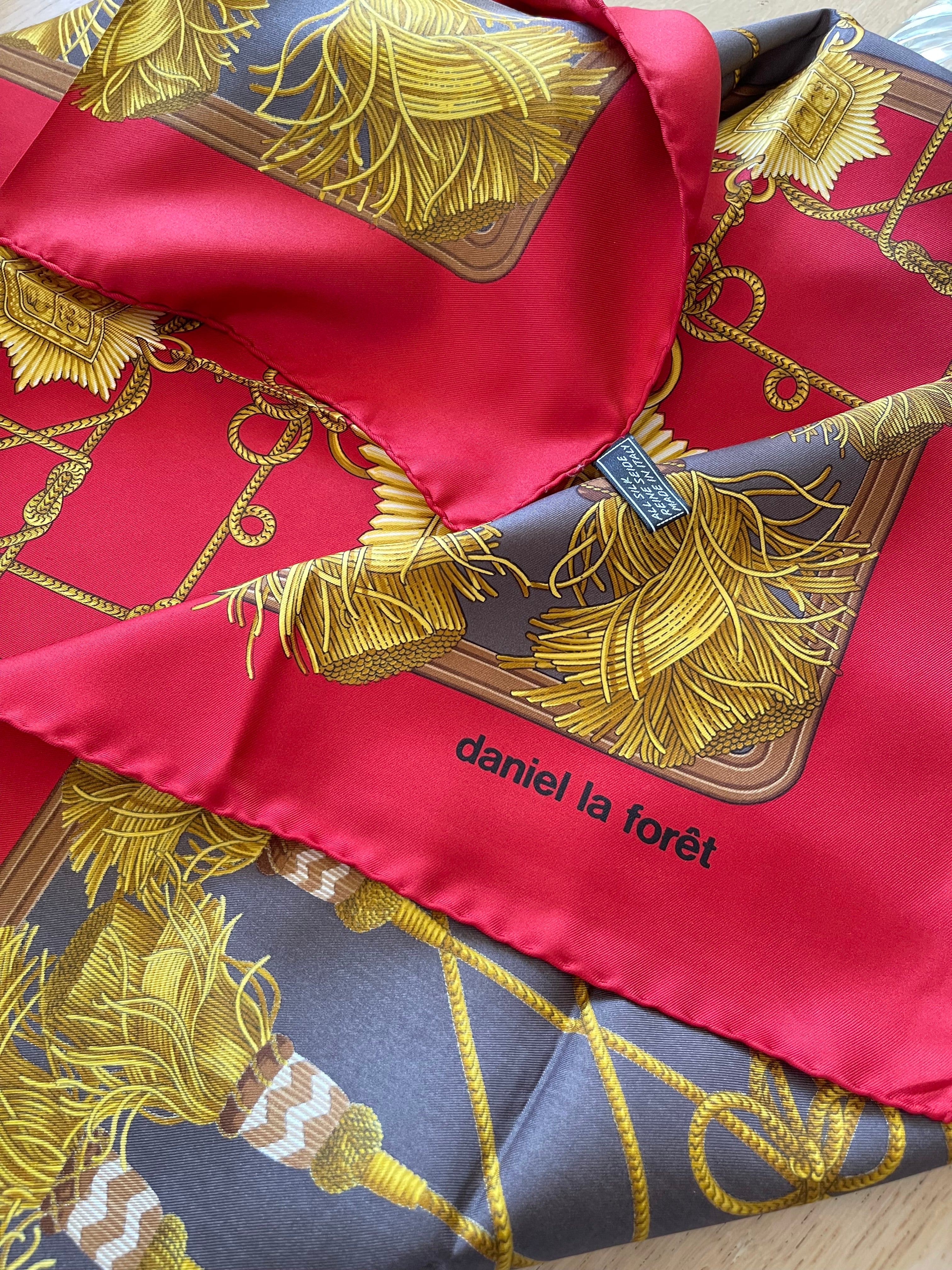 DANIEL LA FORET carré foulard scarf schal sjaal seide silk soie