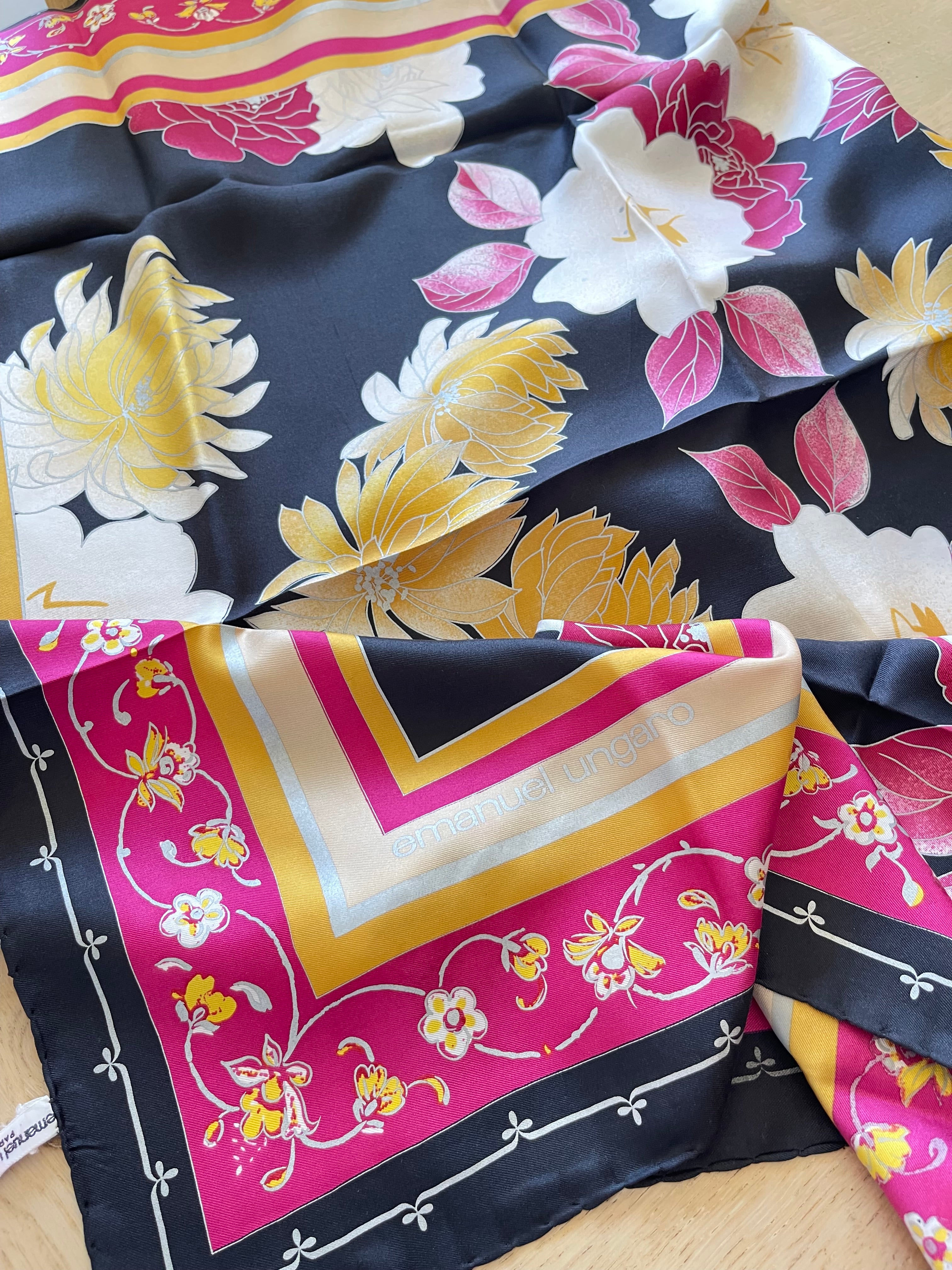 EMANUEL UNGARO carré foulard scarf schal sjaal seide soie silk