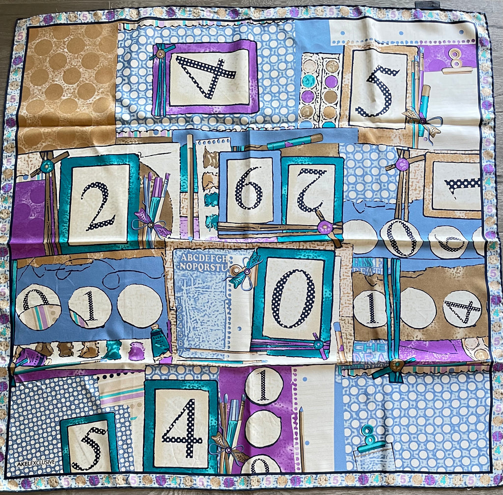 AKEL foulard scarf carré schal sjaal seide silk soie