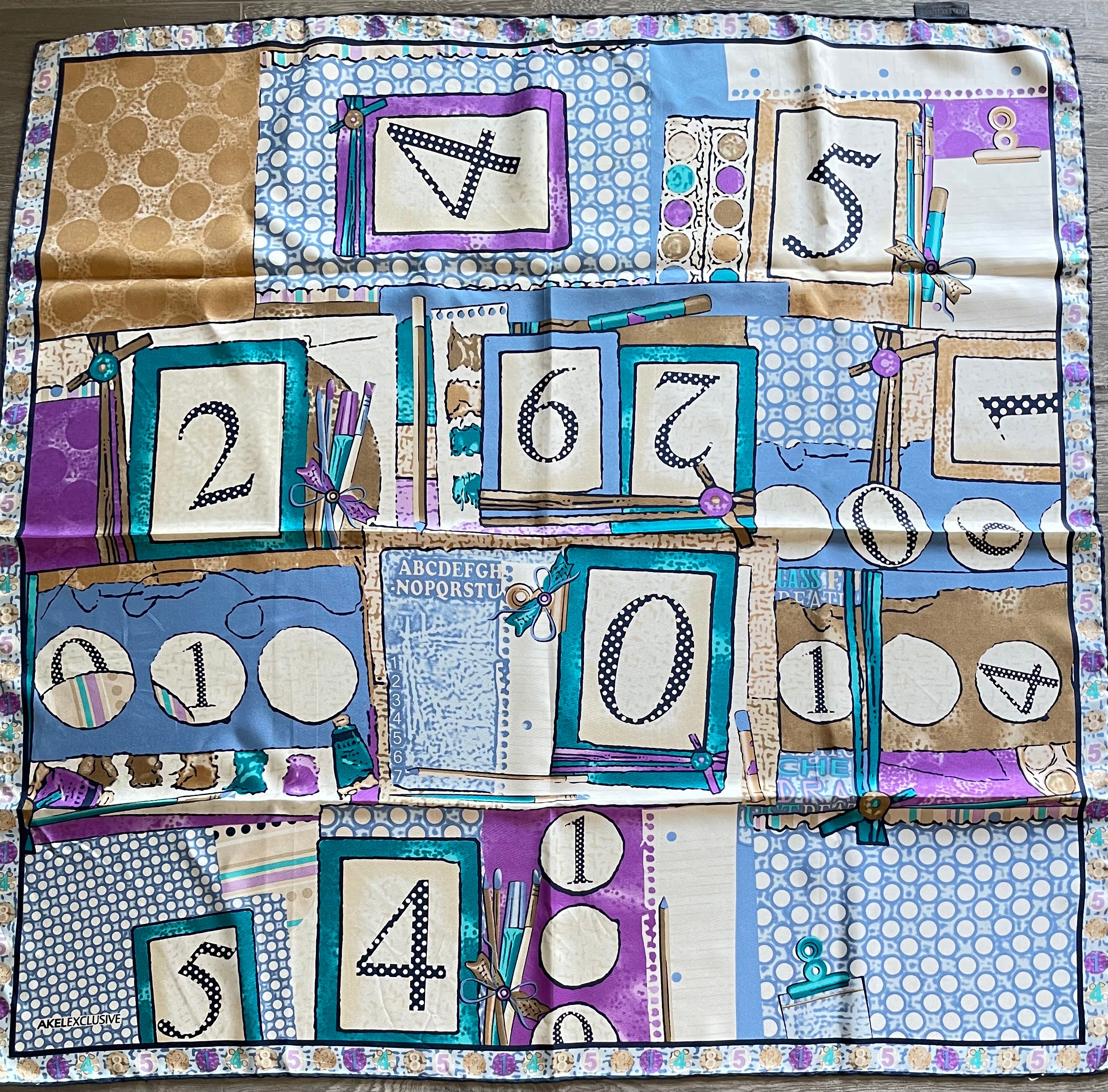 AKEL foulard scarf carré schal sjaal seide silk soie