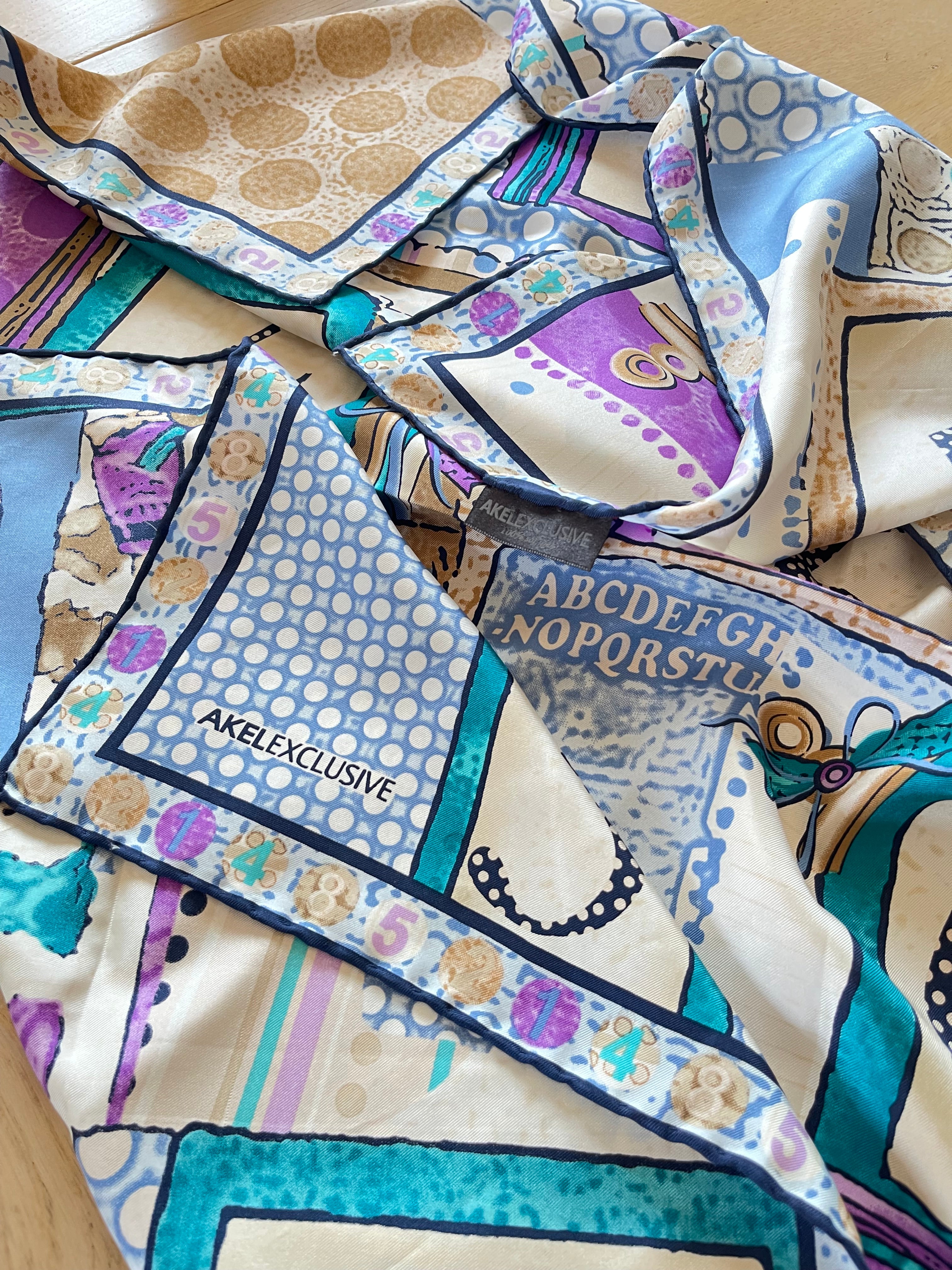 AKEL foulard scarf carré schal sjaal seide silk soie