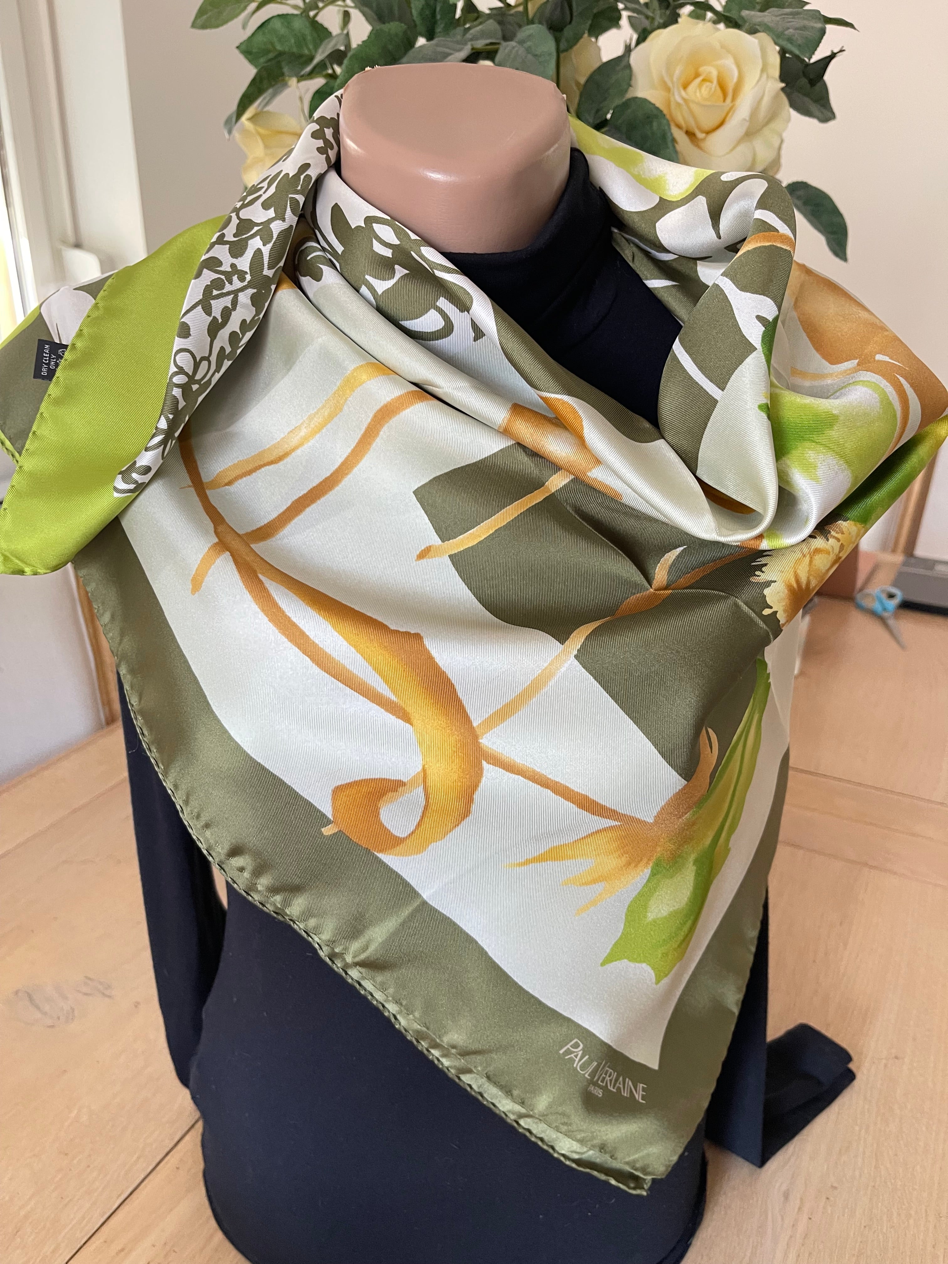 PAUL VERLAIN carré foulard scarf schal sjaal seide silk soie