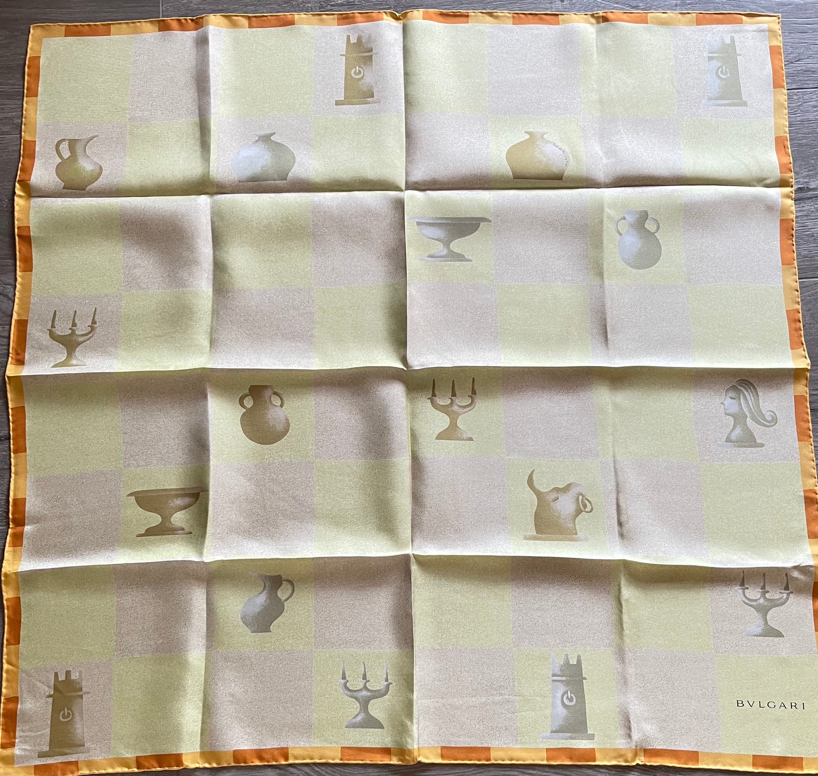BULGARI carré foulard scarf schal sjaal seide soie silk