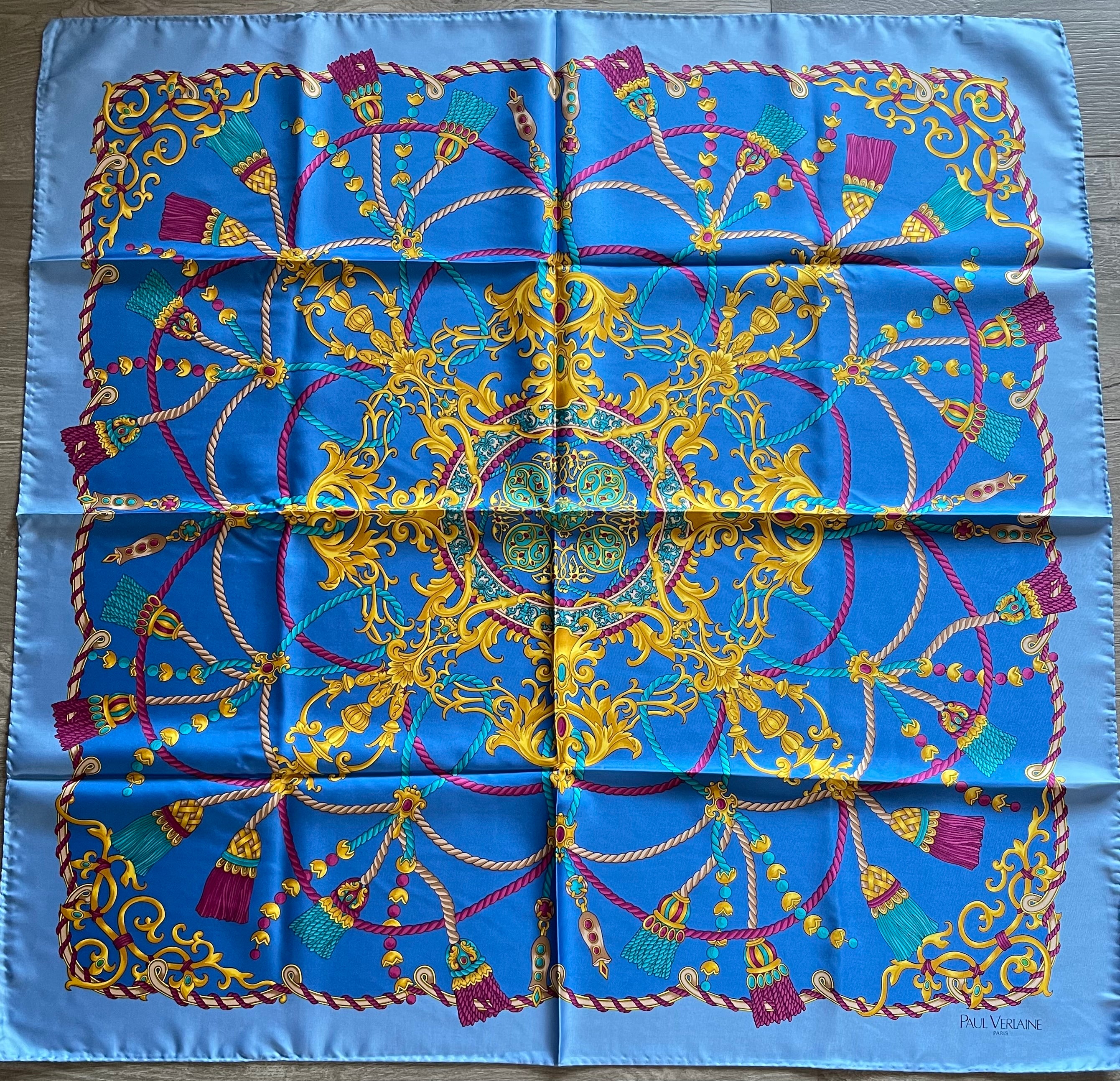 PAUL VERLAINE carré foulard scarf schal sjaal seide soie silk