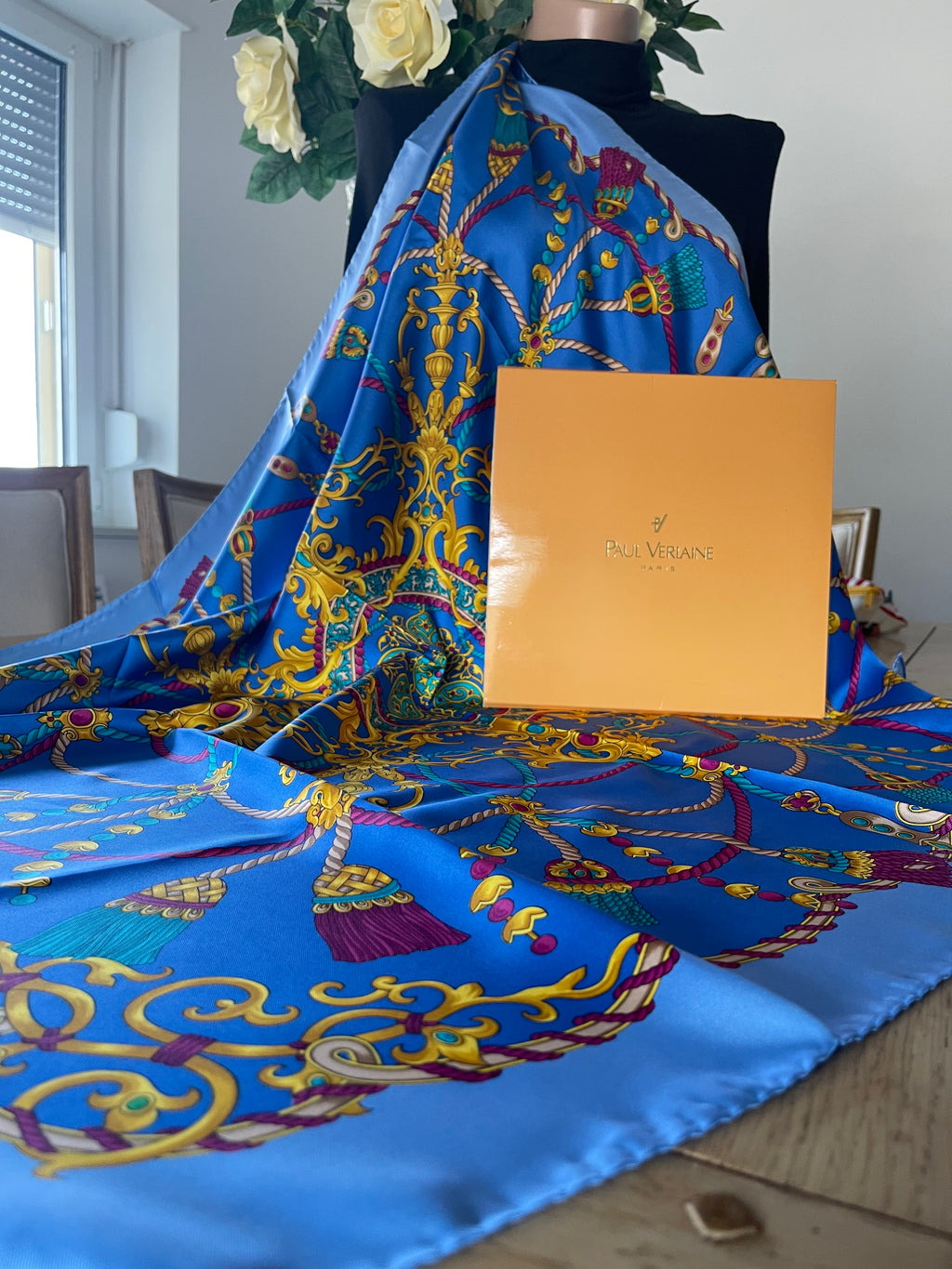 PAUL VERLAINE carré foulard scarf schal sjaal seide soie silk