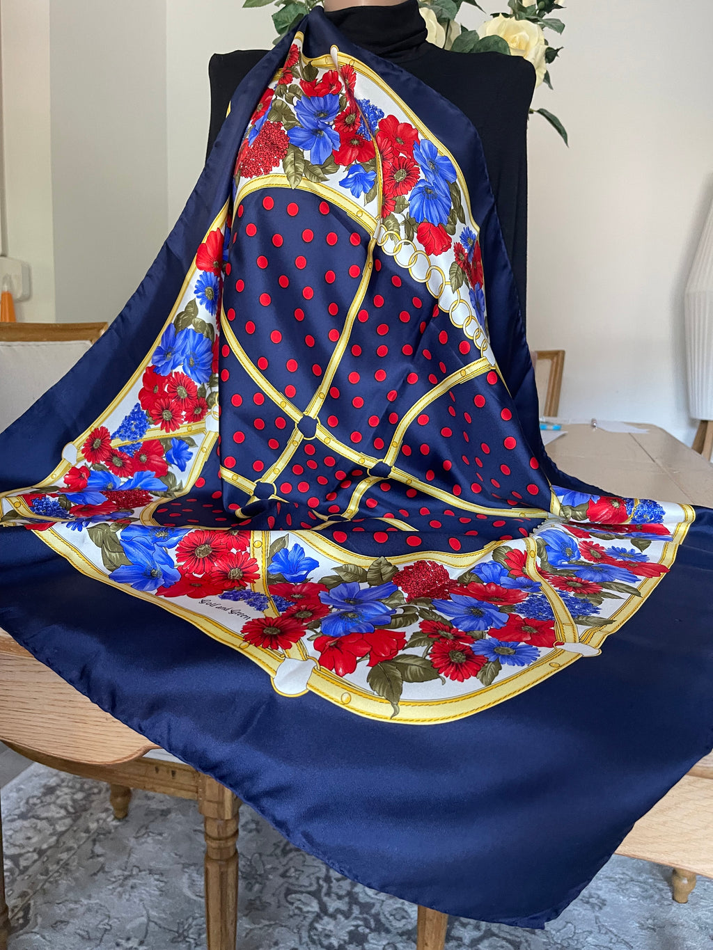 GOLF AND GREEN carre foulard scarf schal sjaal seide silk soie