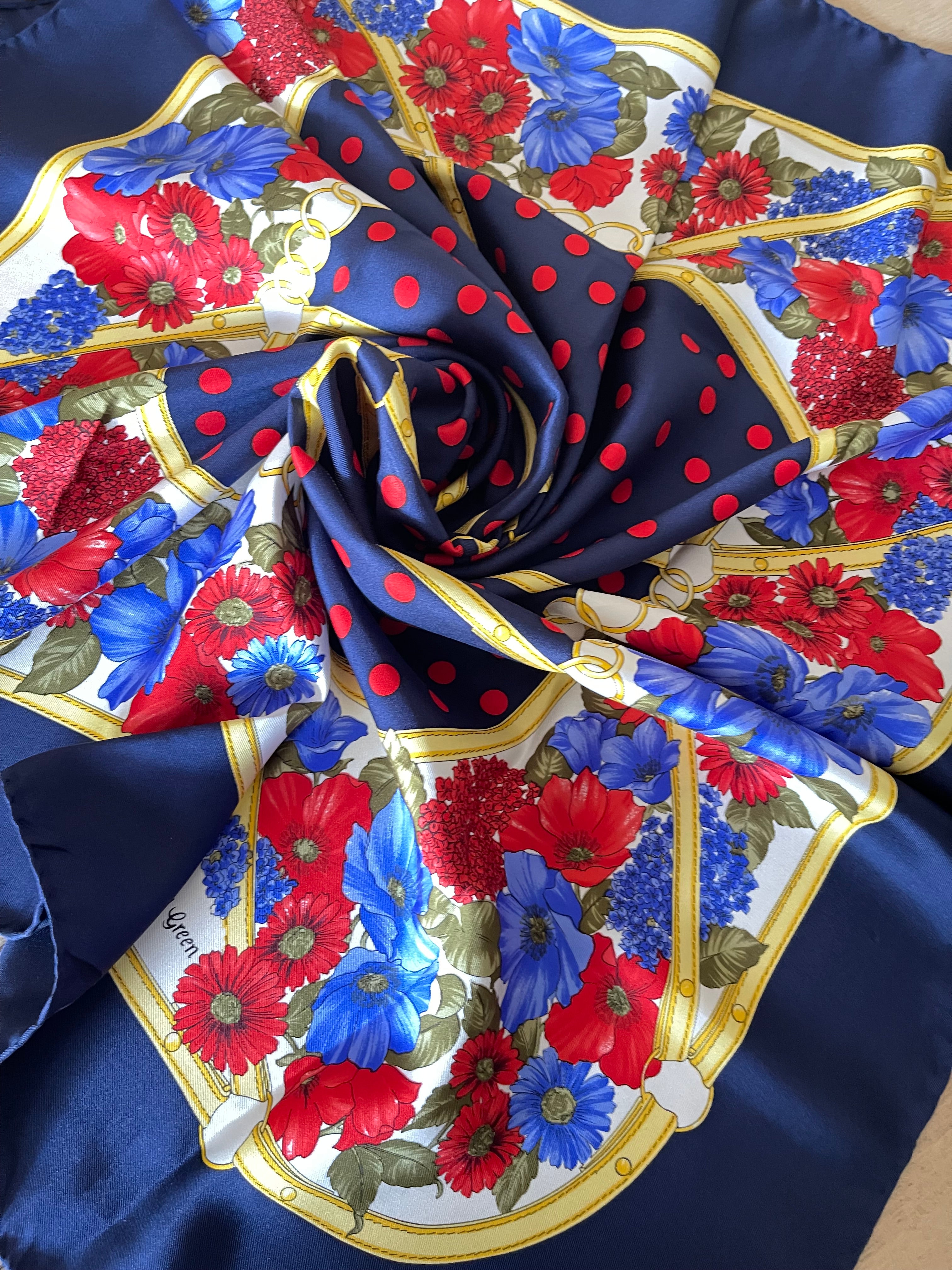 GOLF AND GREEN carre foulard scarf schal sjaal seide silk soie