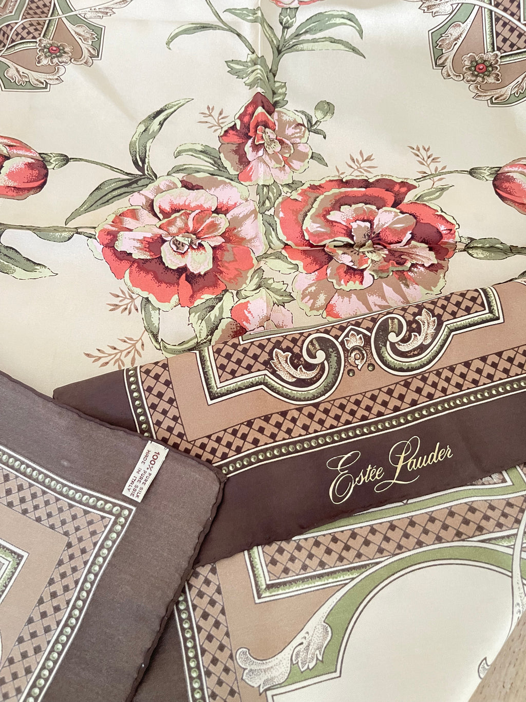 ESTEE LAUDER carré foulard scarf schal seide soie silk
