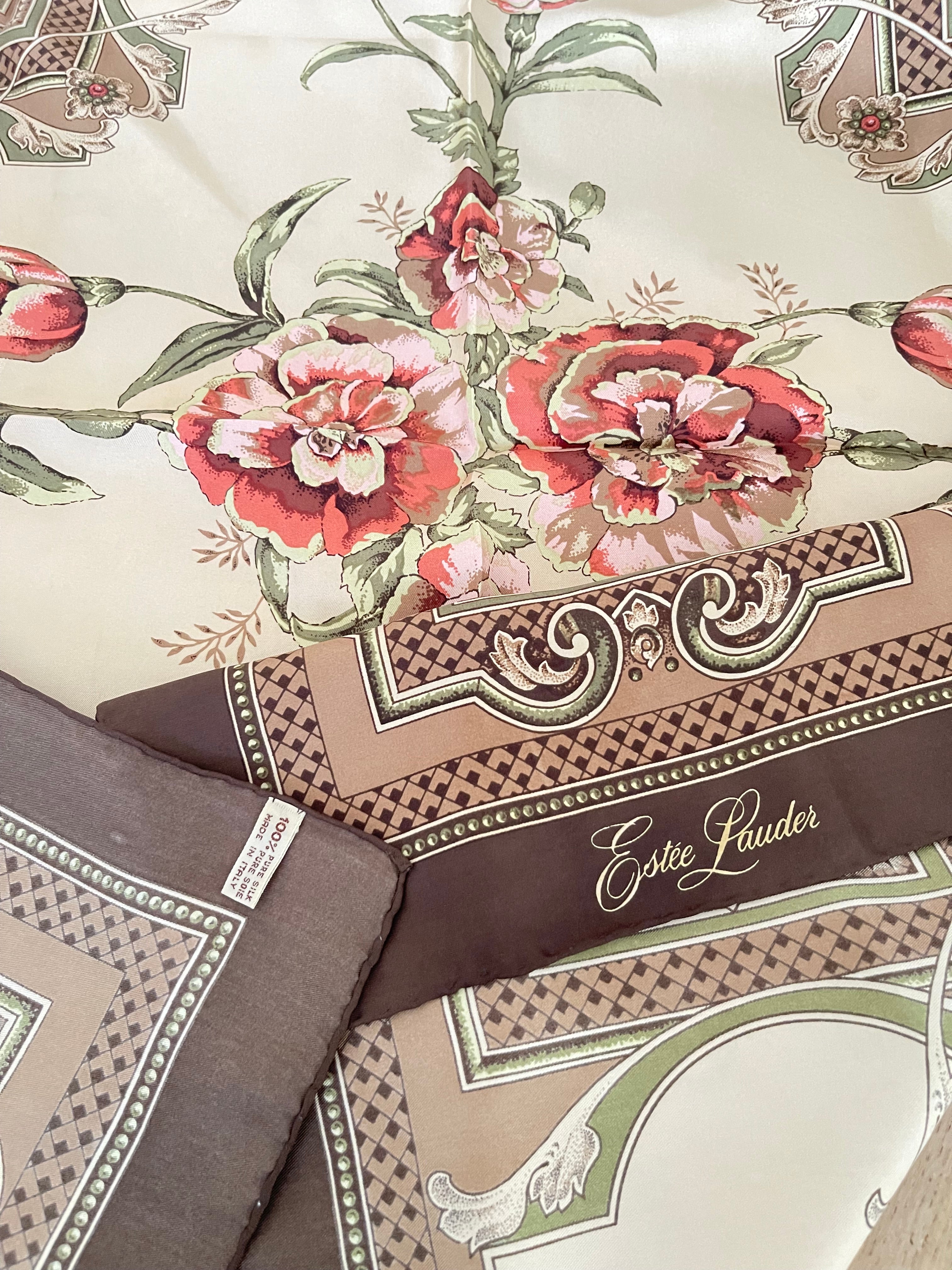 ESTEE LAUDER carré foulard scarf schal seide soie silk
