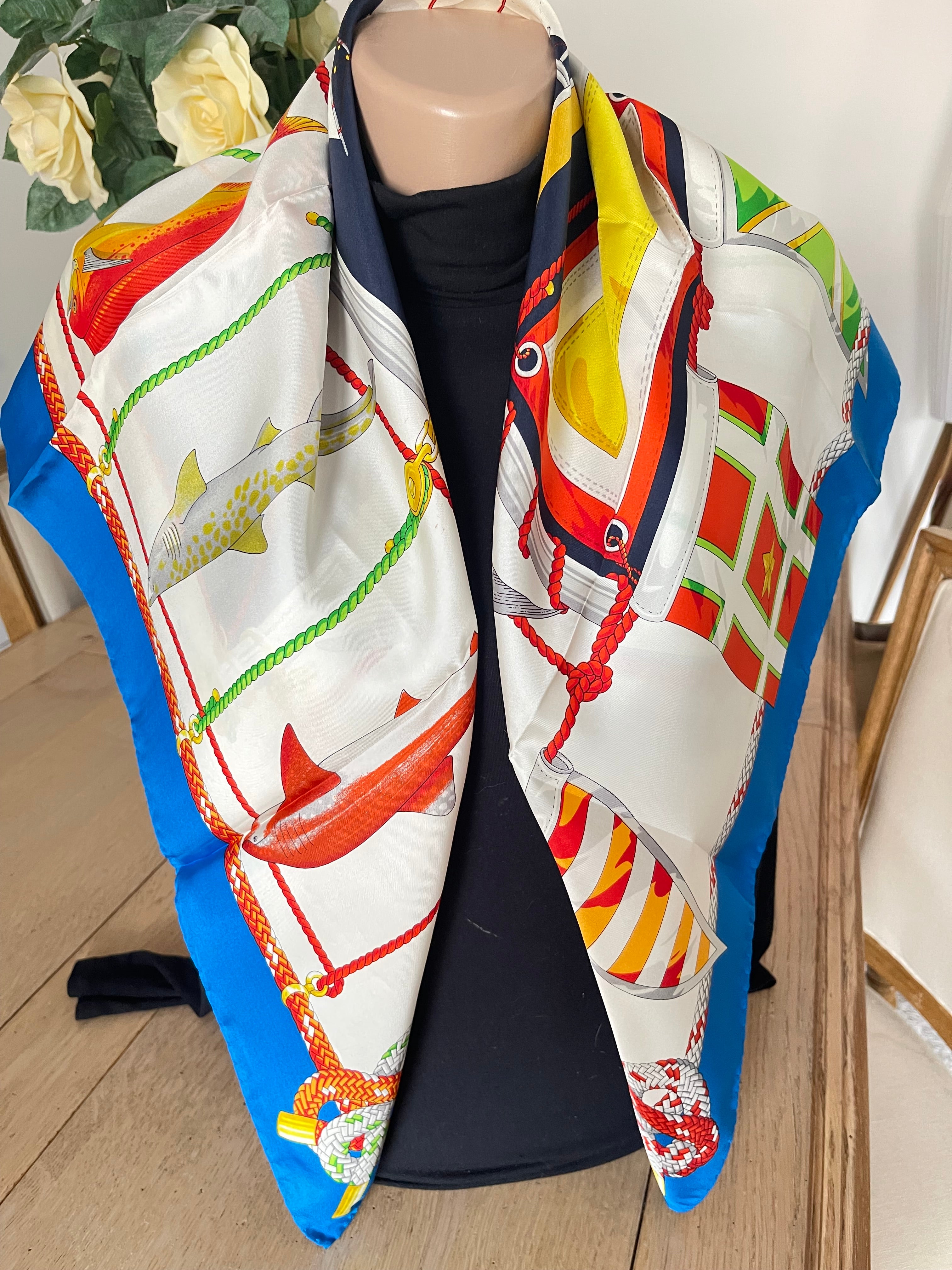 ENRICO BRUNI carré foulard scarf schal sjaal seide soie silk