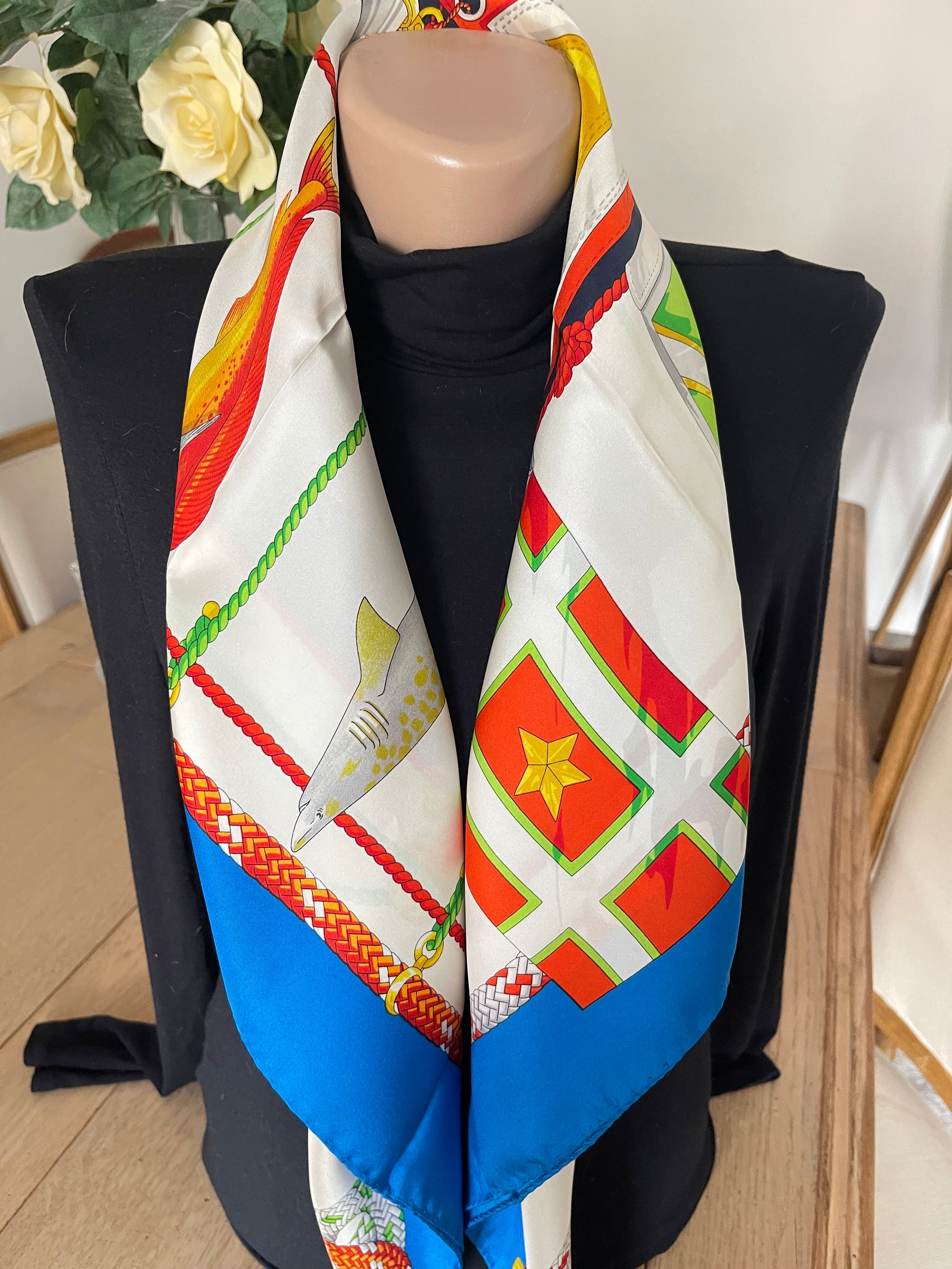 ENRICO BRUNI carré foulard scarf schal sjaal seide soie silk