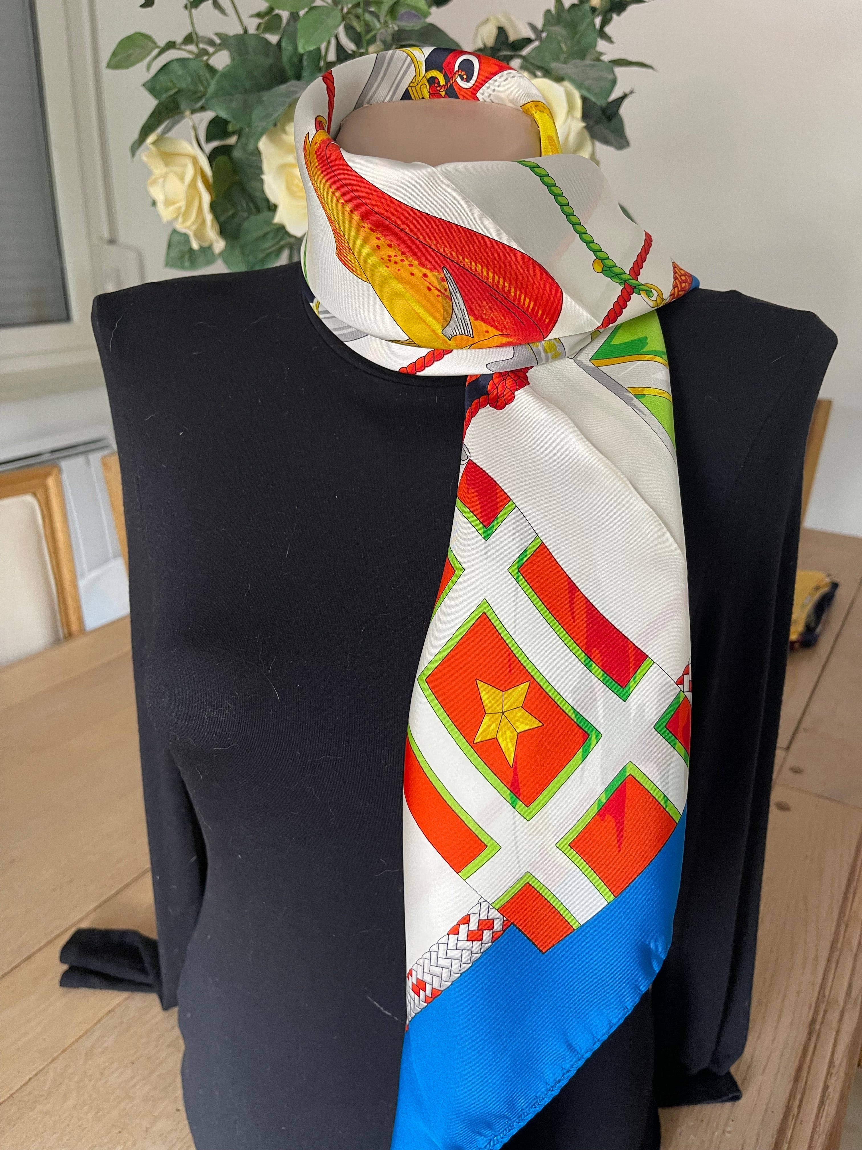 ENRICO BRUNI carré foulard scarf schal sjaal seide soie silk