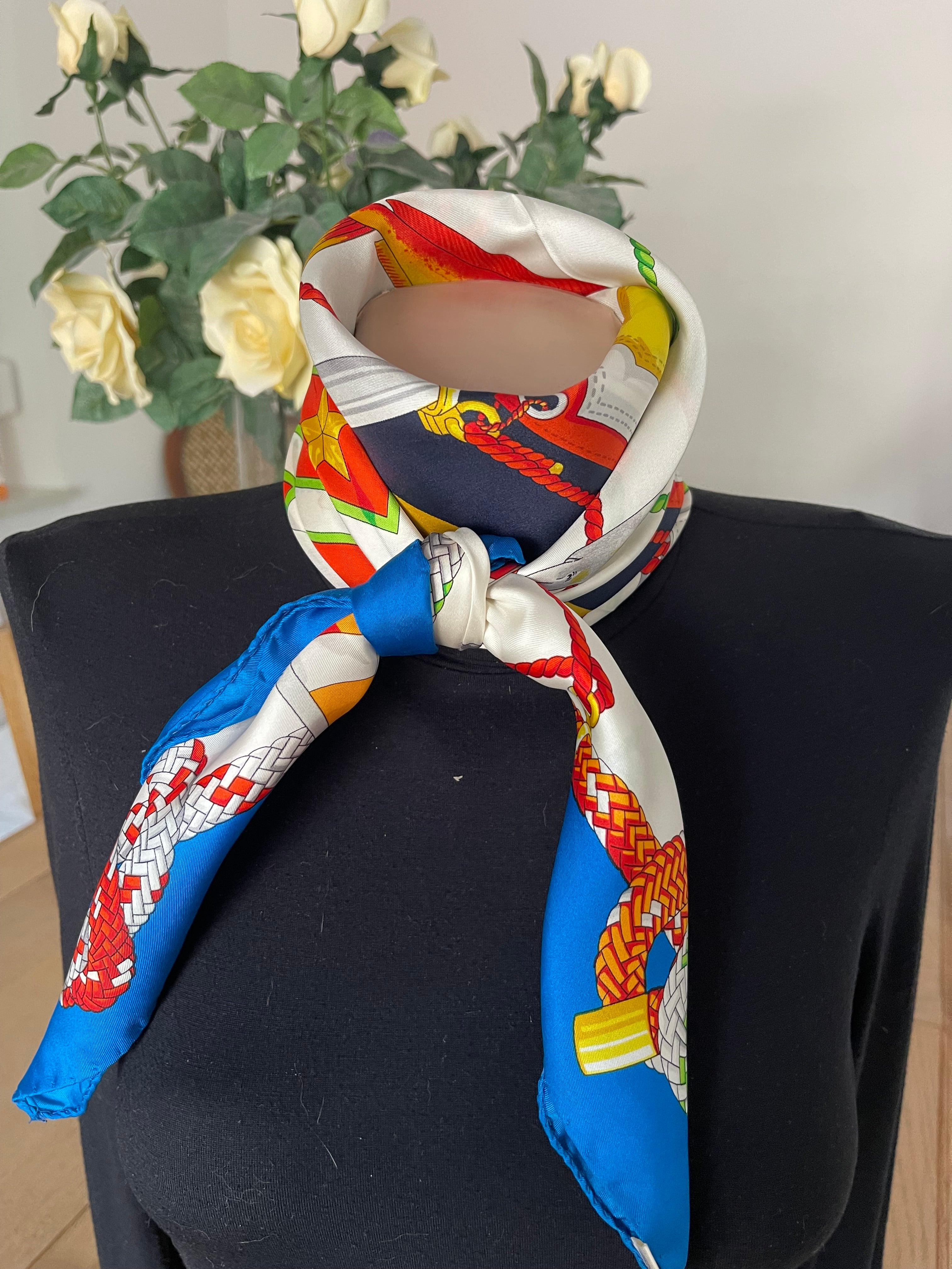 ENRICO BRUNI carré foulard scarf schal sjaal seide soie silk