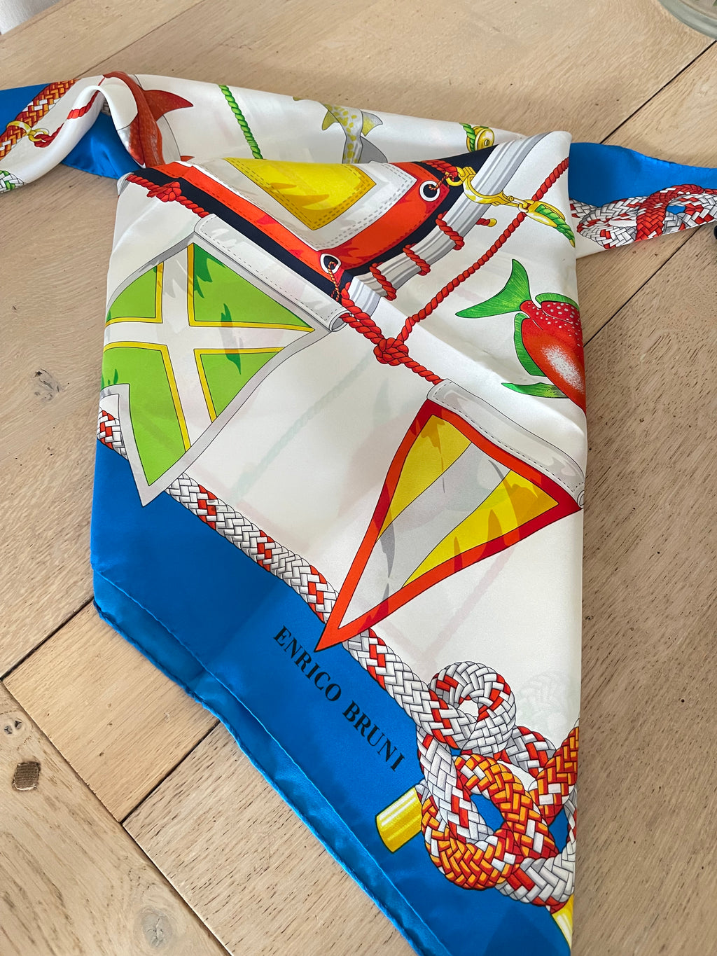 ENRICO BRUNI carré foulard scarf schal sjaal seide soie silk