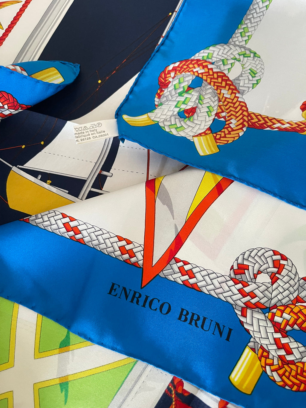 ENRICO BRUNI carré foulard scarf schal sjaal seide soie silk