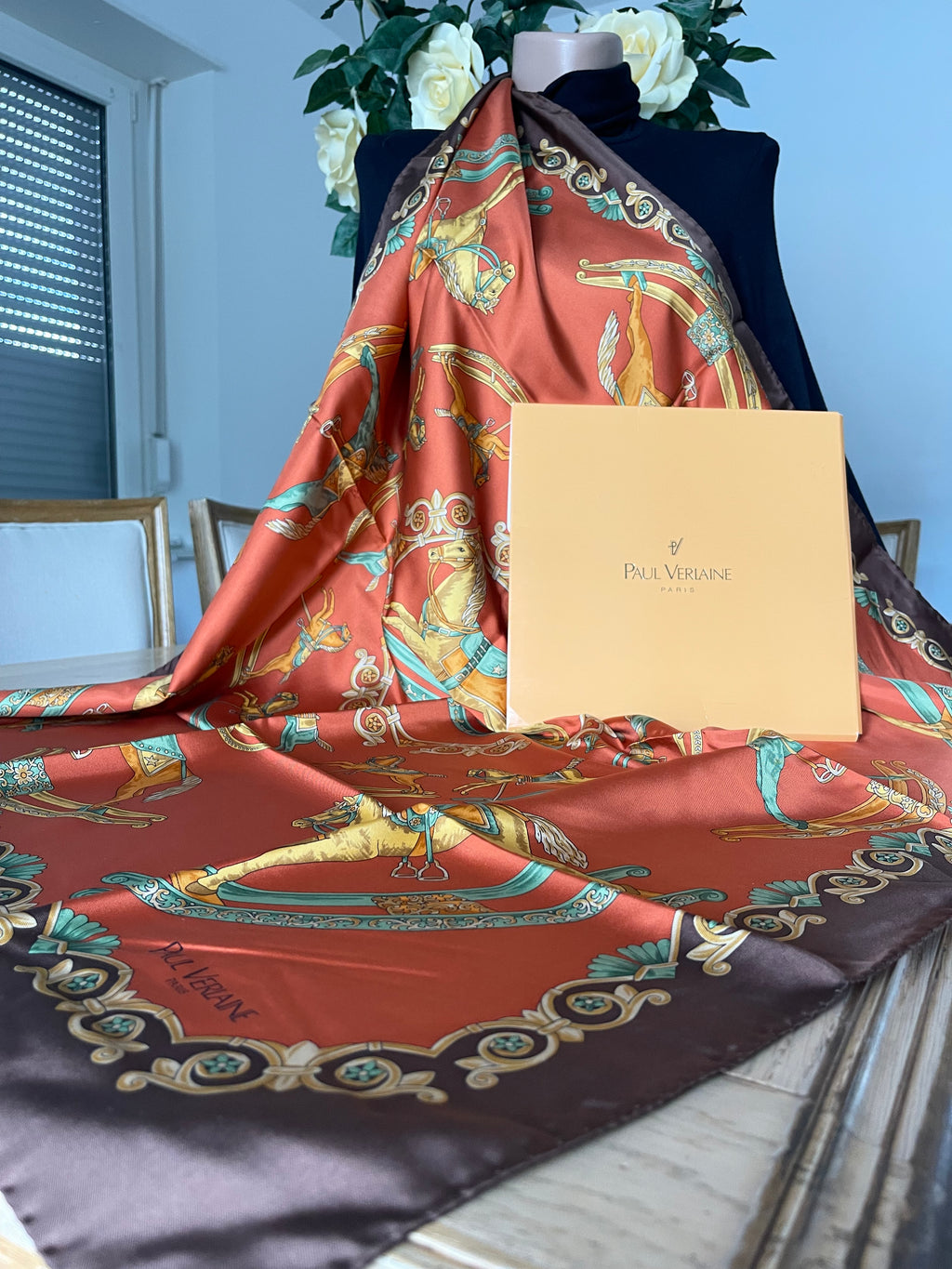 PAUL VERLAINE carré foulard schal scarf seide soie silk