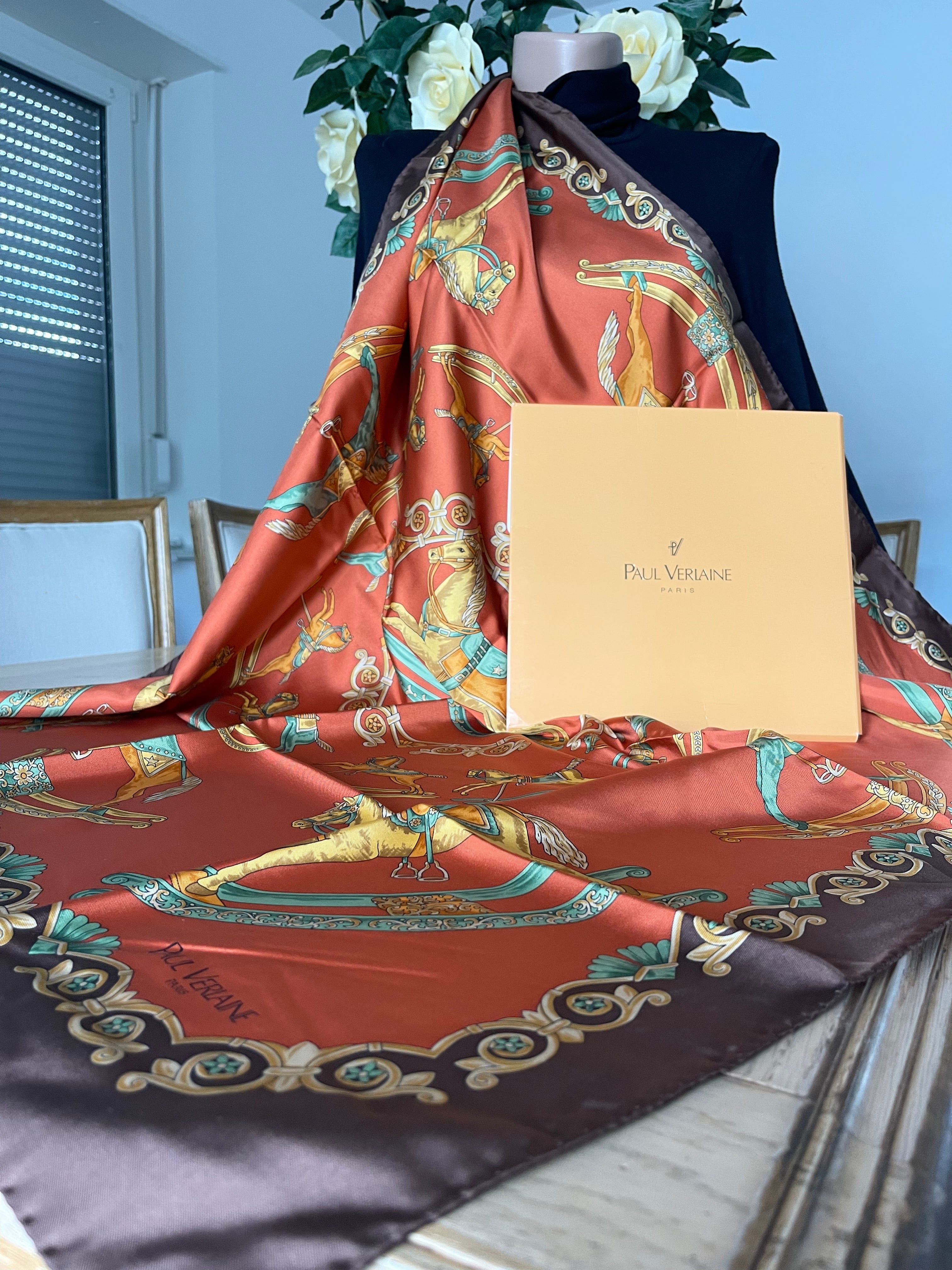 PAUL VERLAINE carré foulard schal scarf seide soie silk
