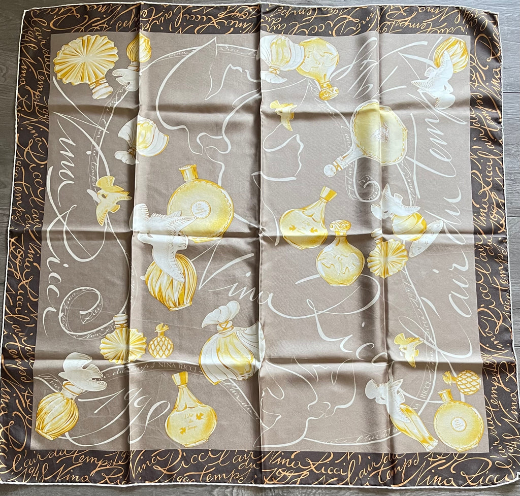 NINA RICCI carré foulard scarf schal sjaal seide silk soie