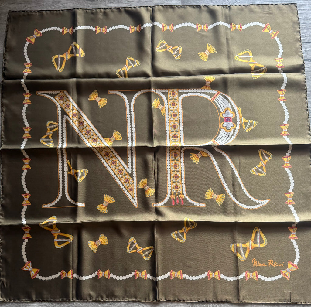 NINA RICCI scarf foulard carré schal sjaal seide silk soie