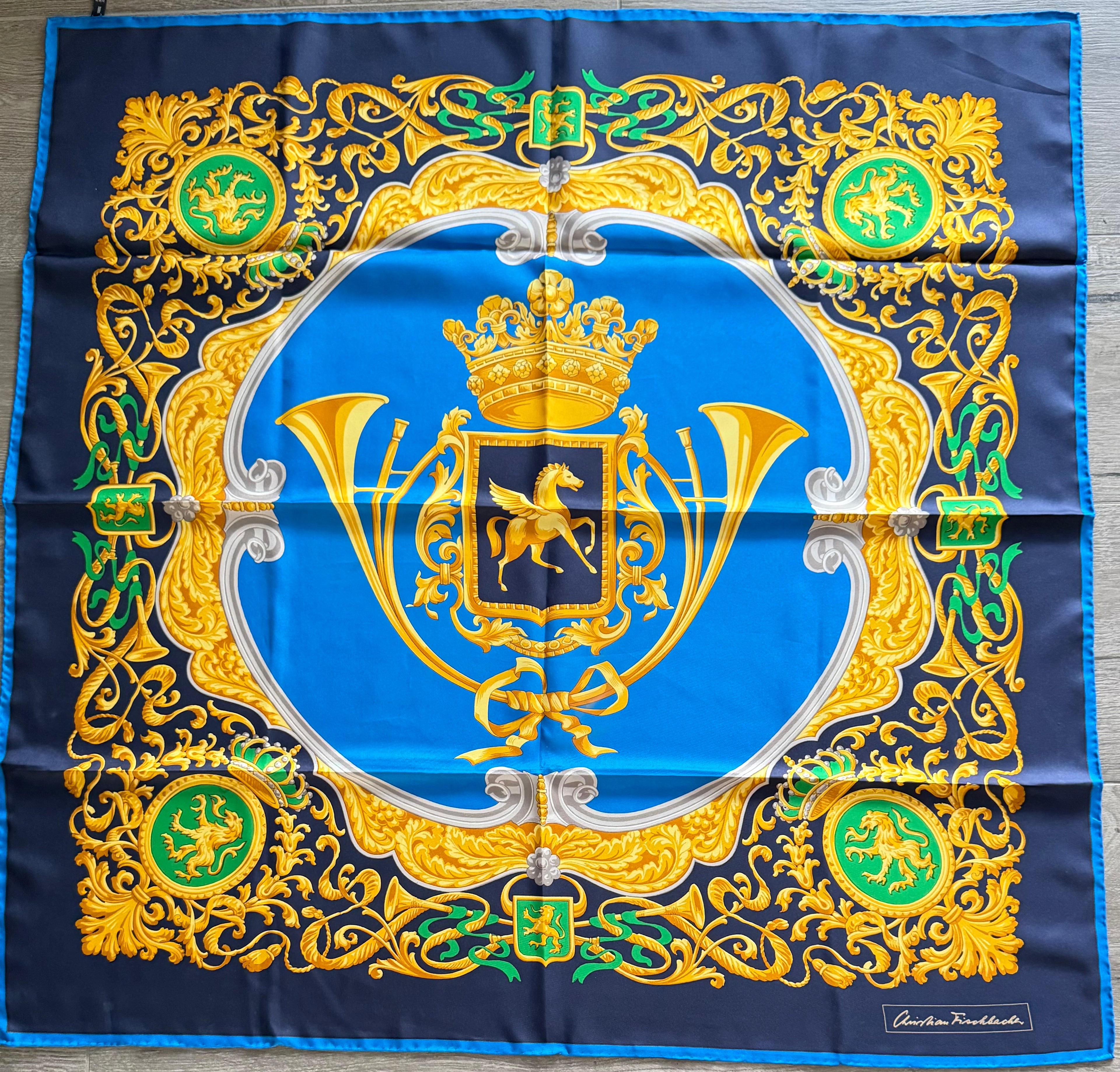 CHRISTIAN FISHBACHER carré foulard scarf schal sjaal seide soie silk