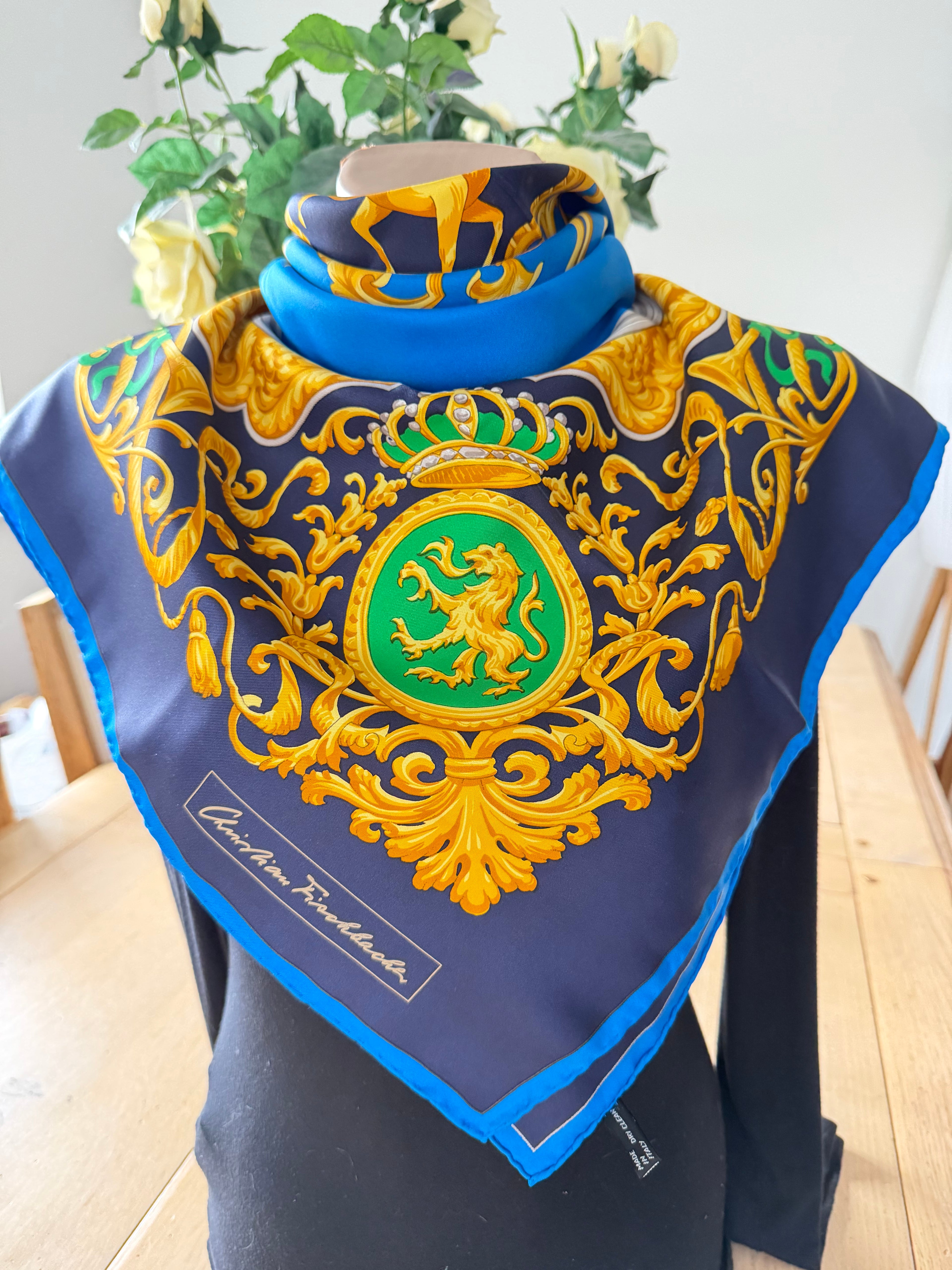 CHRISTIAN FISHBACHER carré foulard scarf schal sjaal seide soie silk