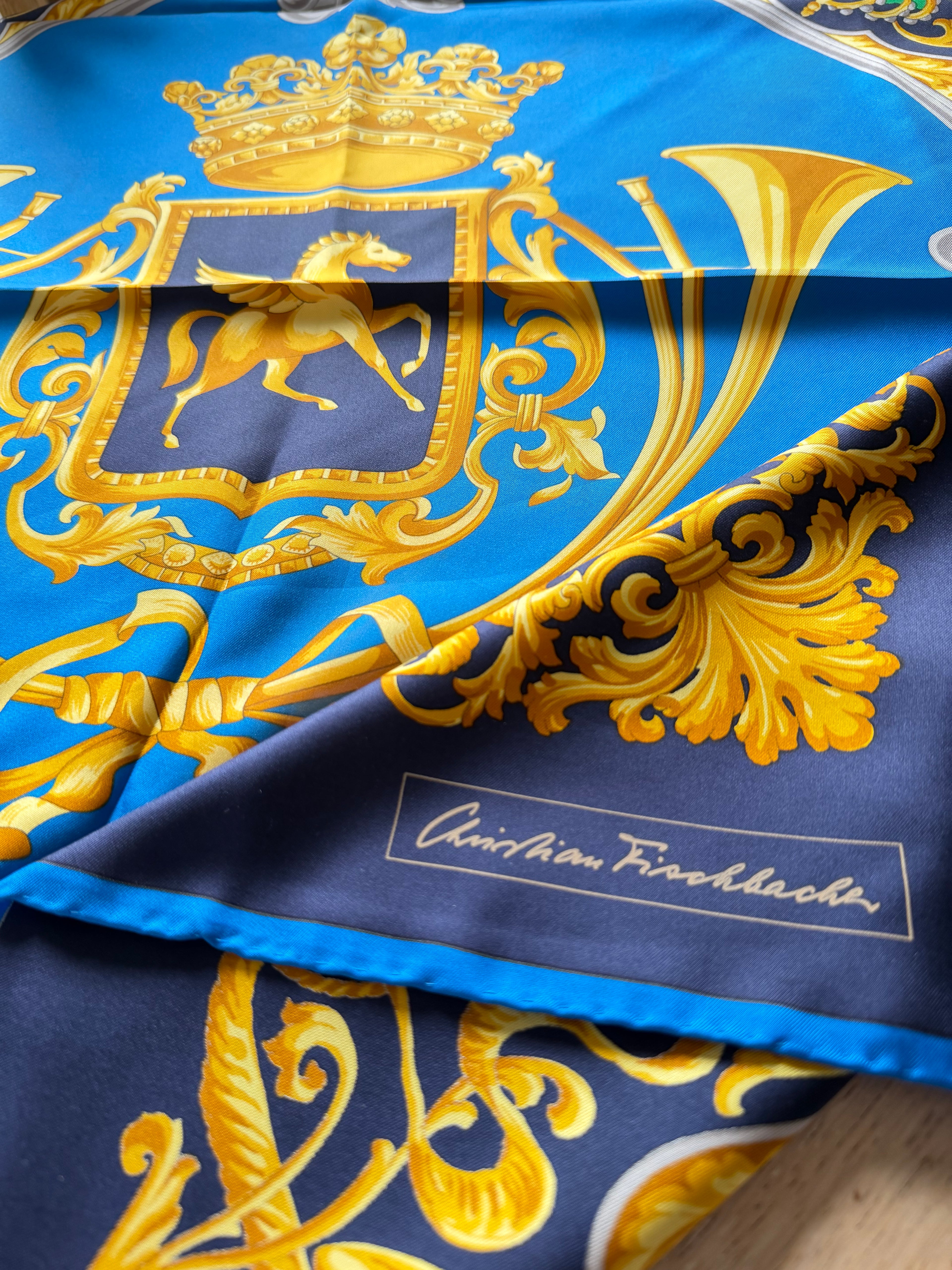 CHRISTIAN FISHBACHER carré foulard scarf schal sjaal seide soie silk