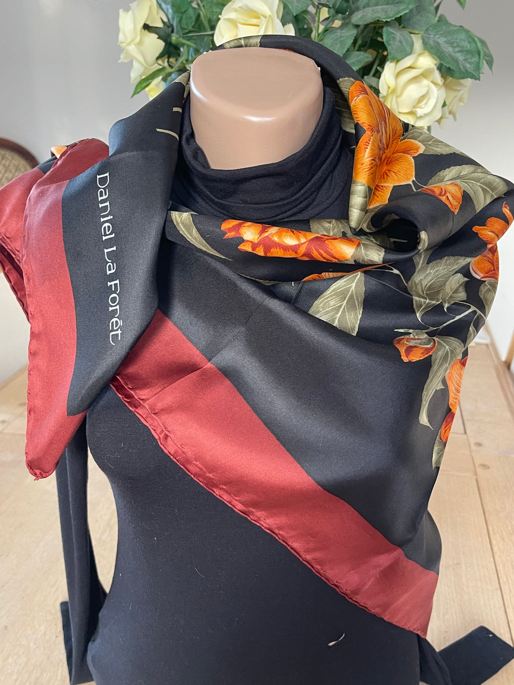 Daniel La Foret carré foulard scarf schal sjaal seide silk soie
