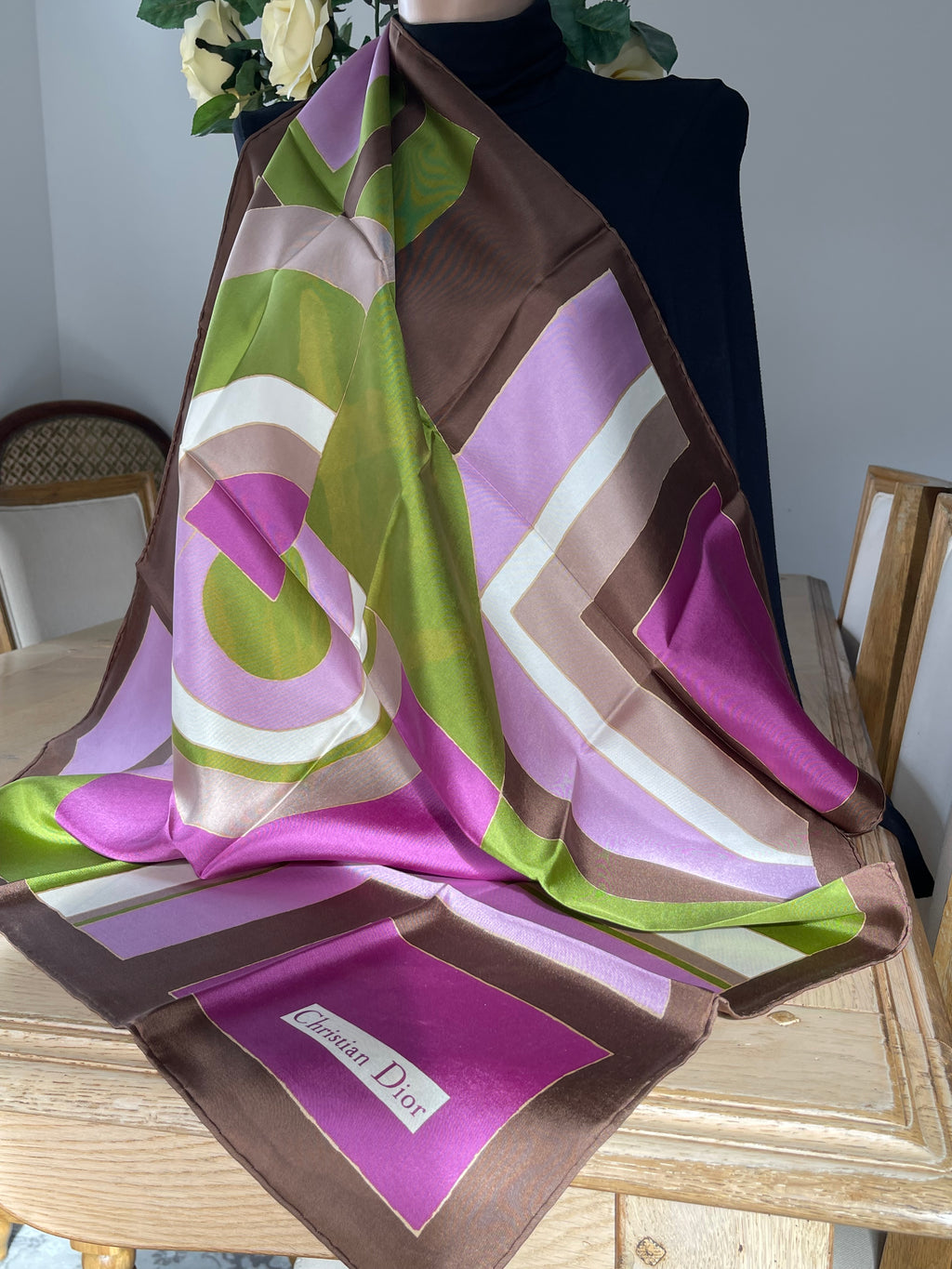 CHRISTIAN DIOR carré foulard schal sjaal seide silk soie