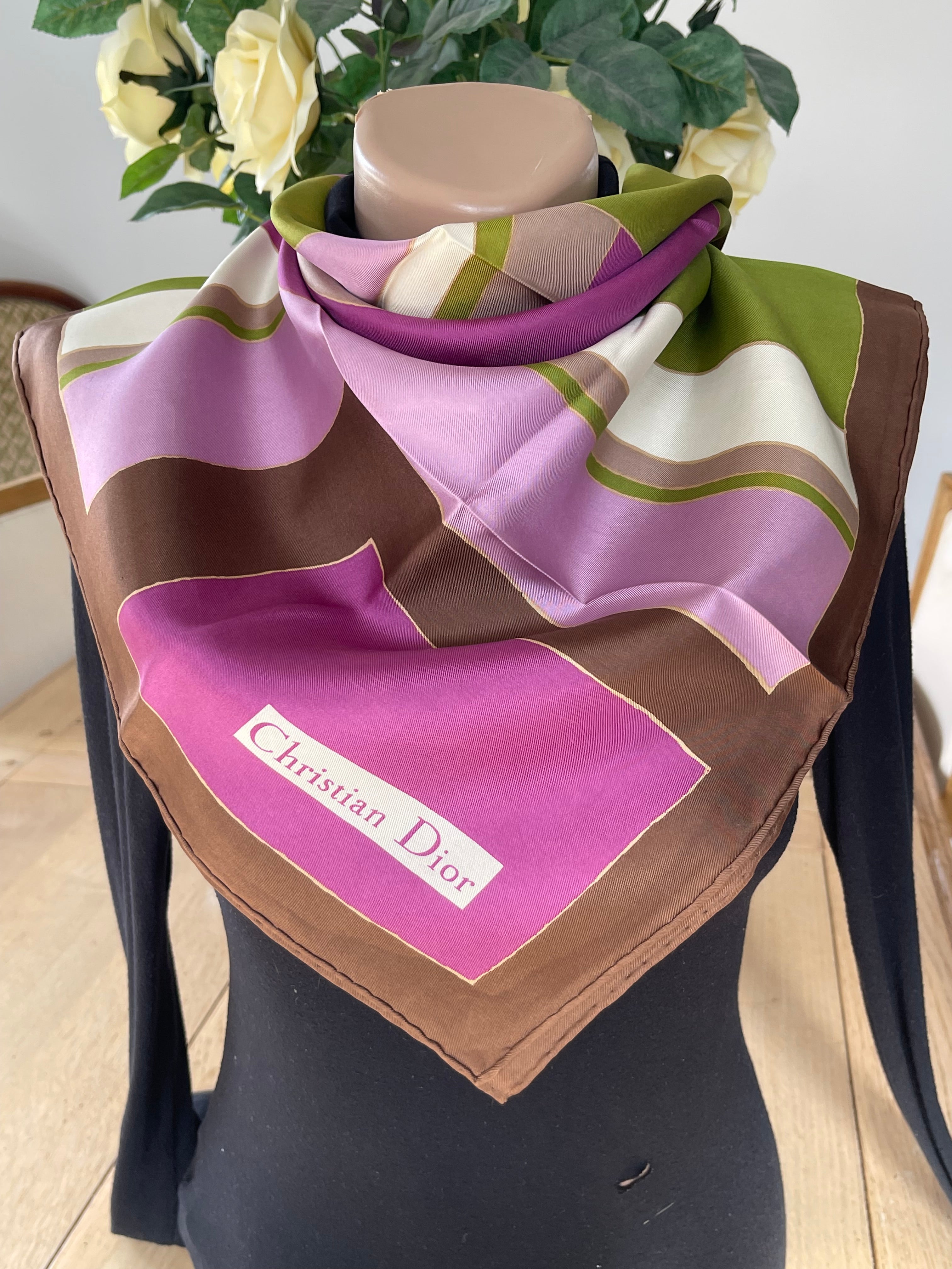 CHRISTIAN DIOR carré foulard schal sjaal seide silk soie