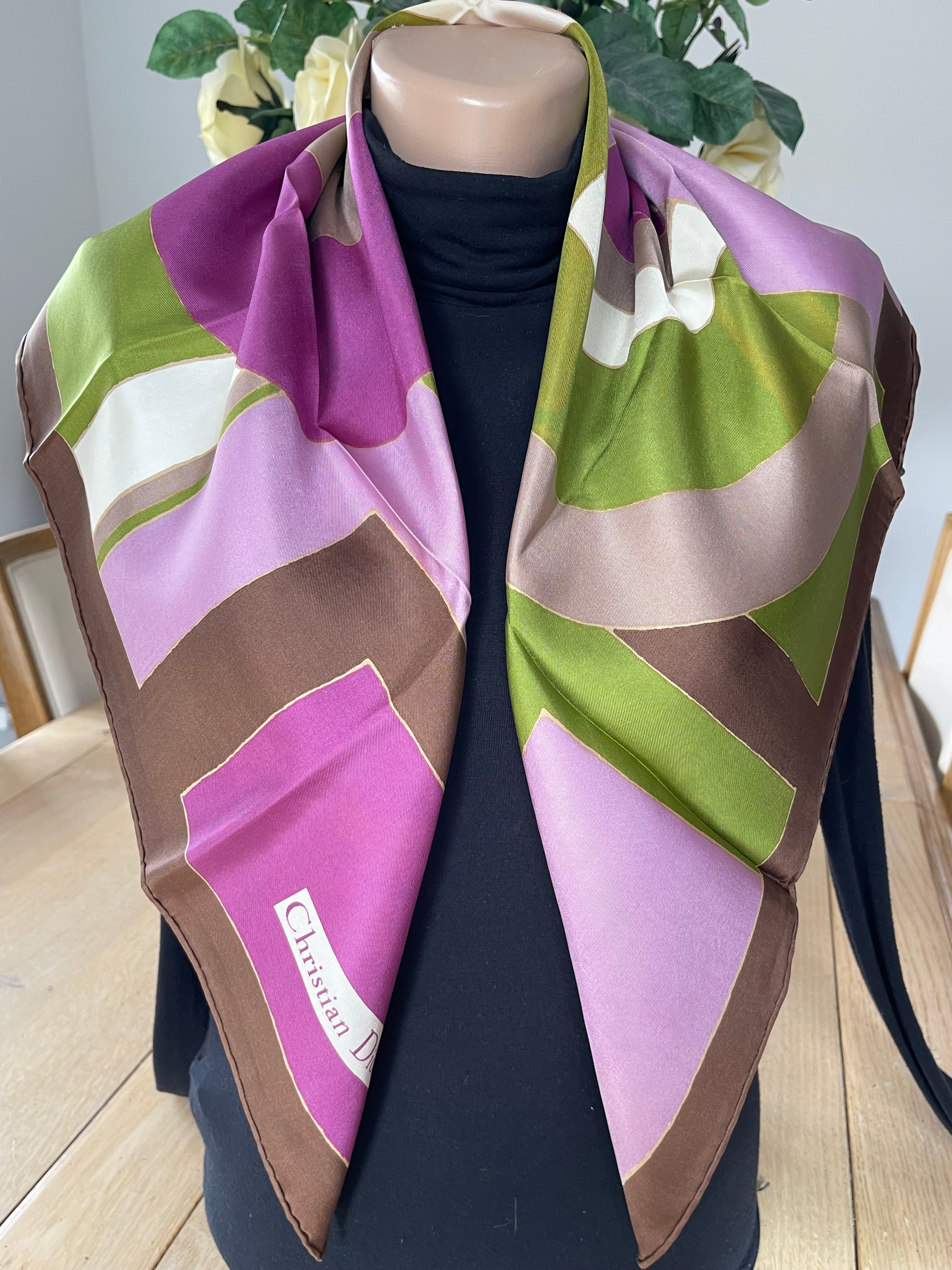 CHRISTIAN DIOR carré foulard schal sjaal seide silk soie