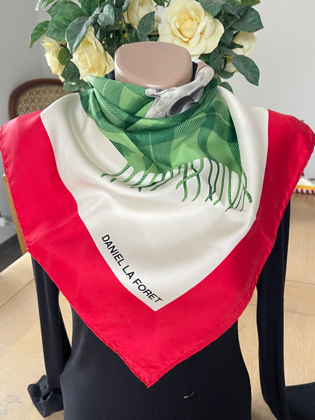 DANIE LA FORET scarf carré foulard schal sjaal seide silk soie