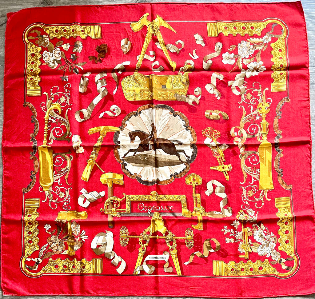 Foulard/Carré/Chale HERMÈS Cachemi-soie-Copeaux Silk SCARF seide seda seta schal