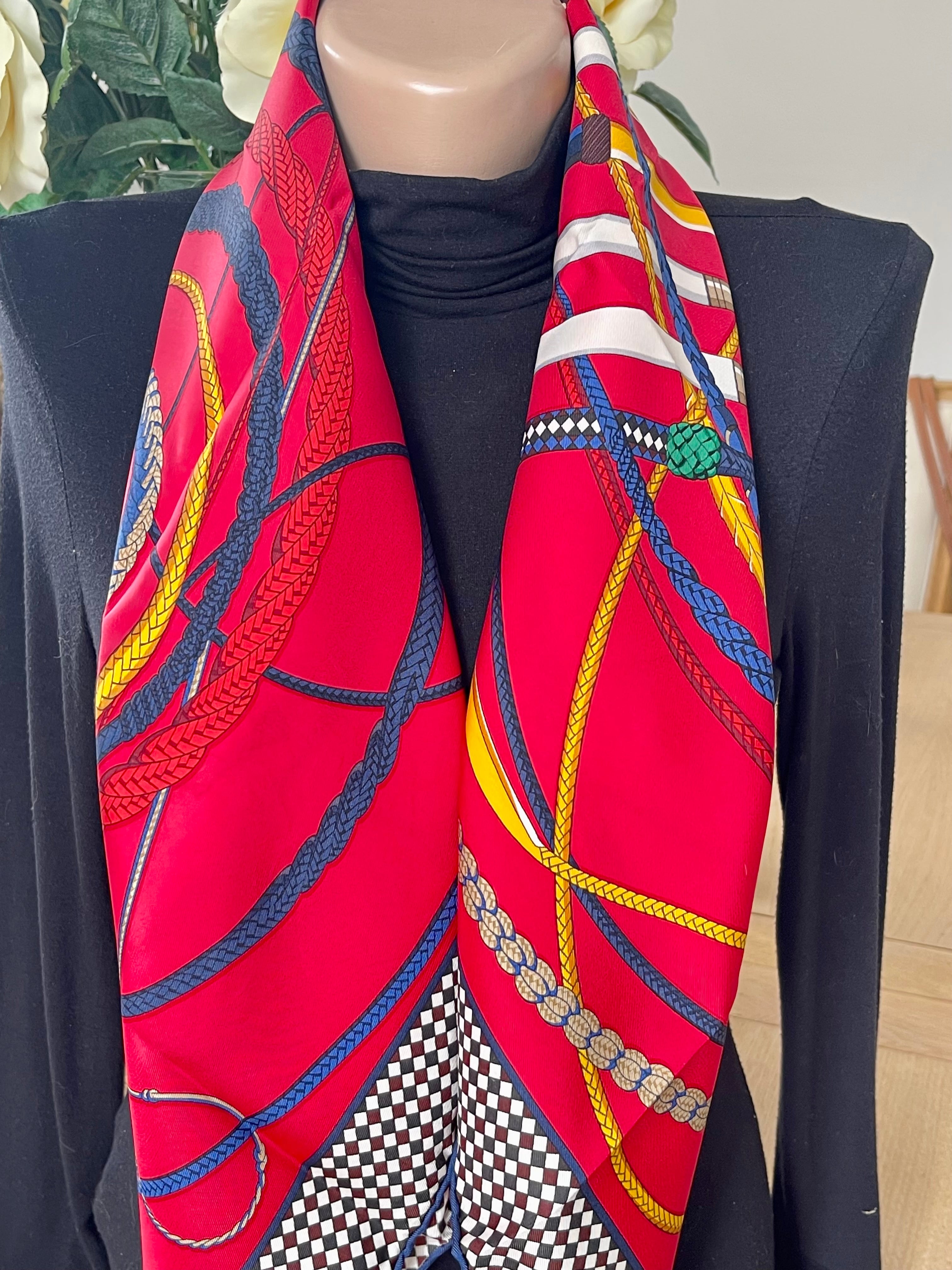 Foulard/Carré/Chale HERMÈS Musée Fouets et Badines signed by V.Jamin box