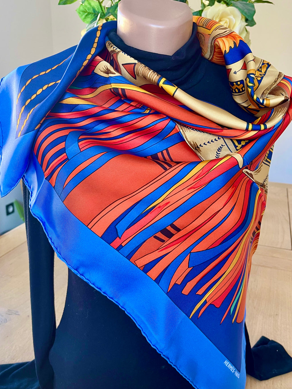 Foulard/Carré/Chale★Hermès★Cuirs Du Desert detail soie★Silk SCARF seide seda seta schal