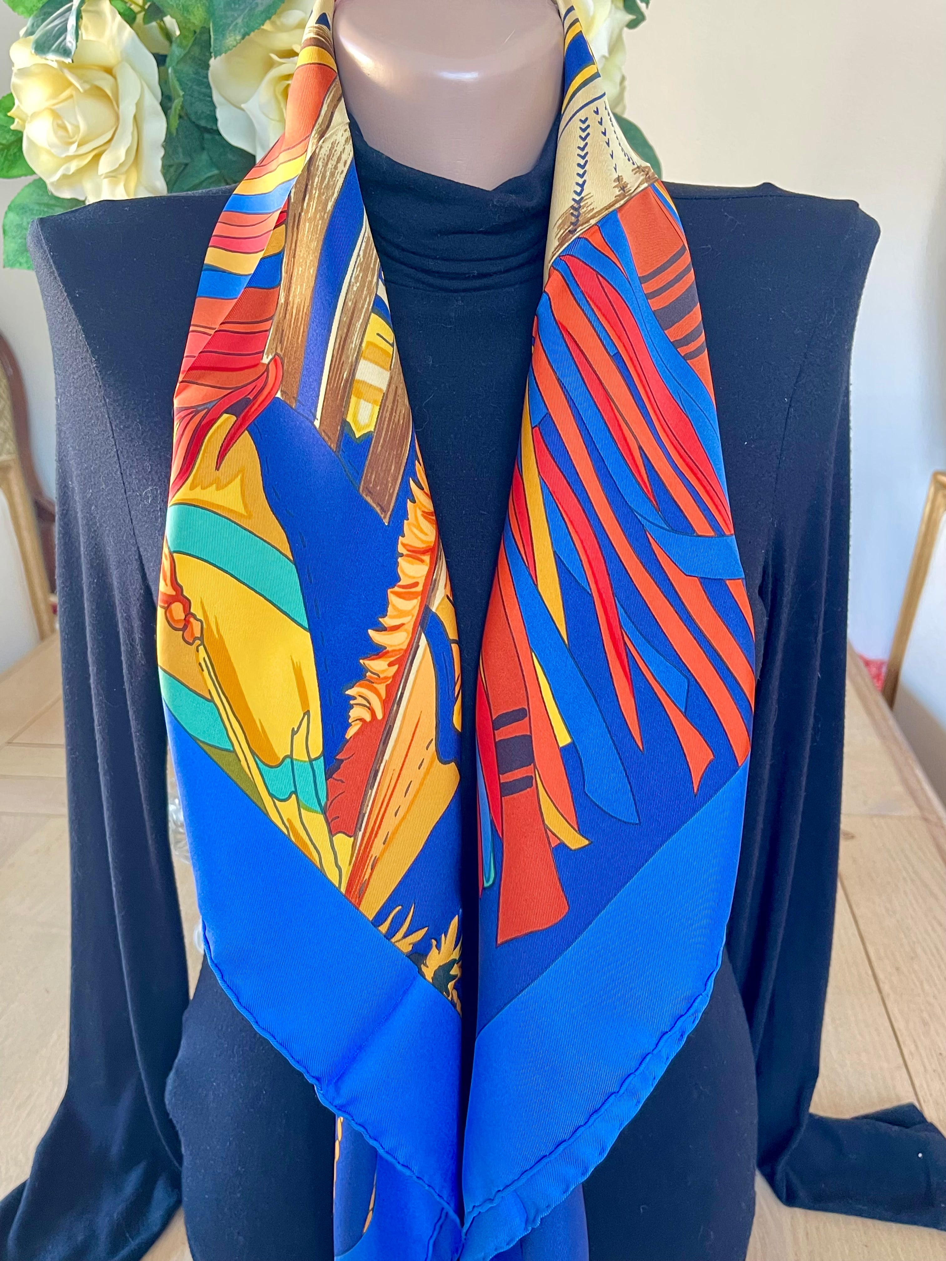 Foulard/Carré/Chale★Hermès★Cuirs Du Desert detail soie★Silk SCARF seide seda seta schal