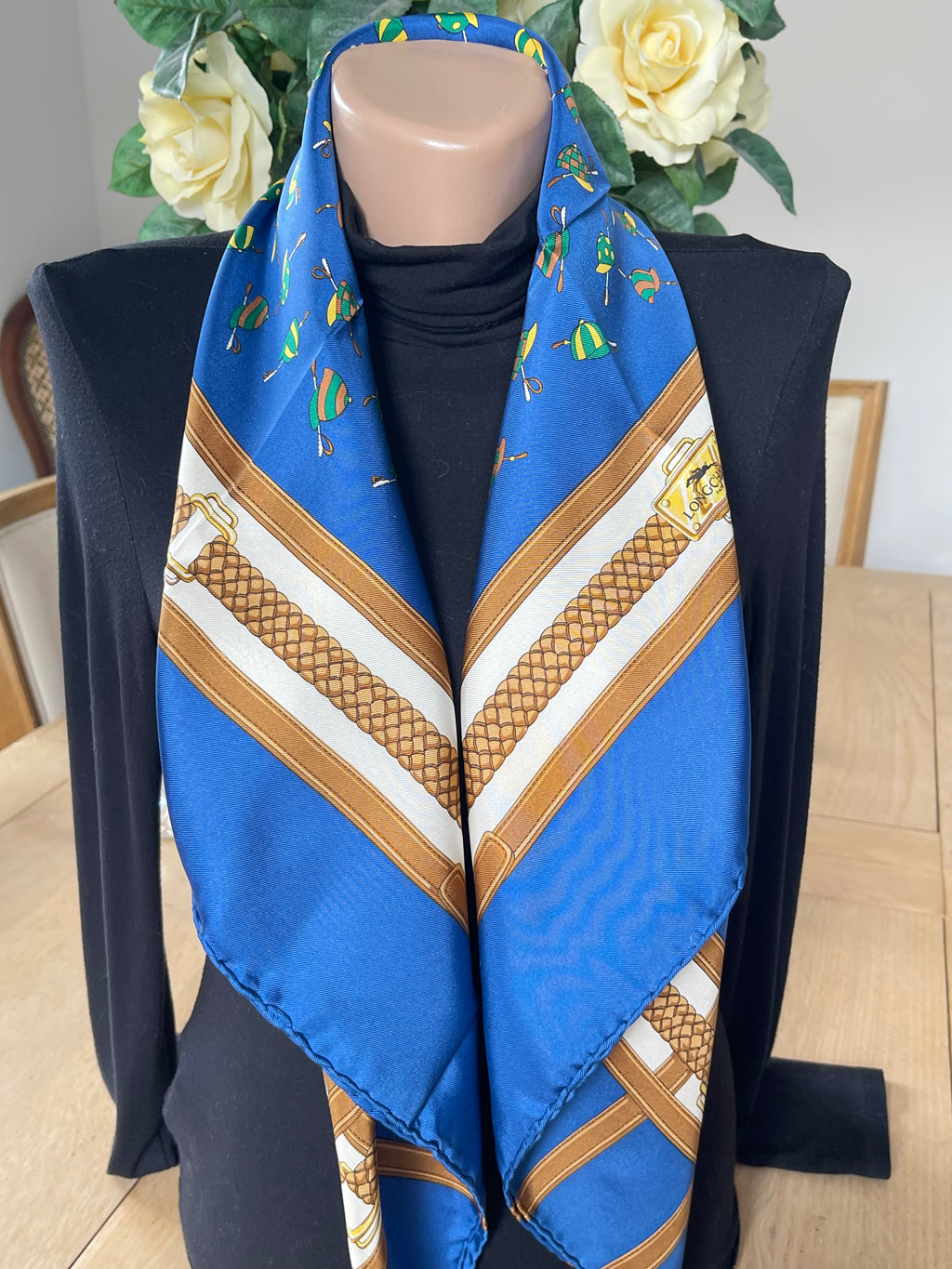 LONGCHAMP foulard carré scarf schal soie silk seide